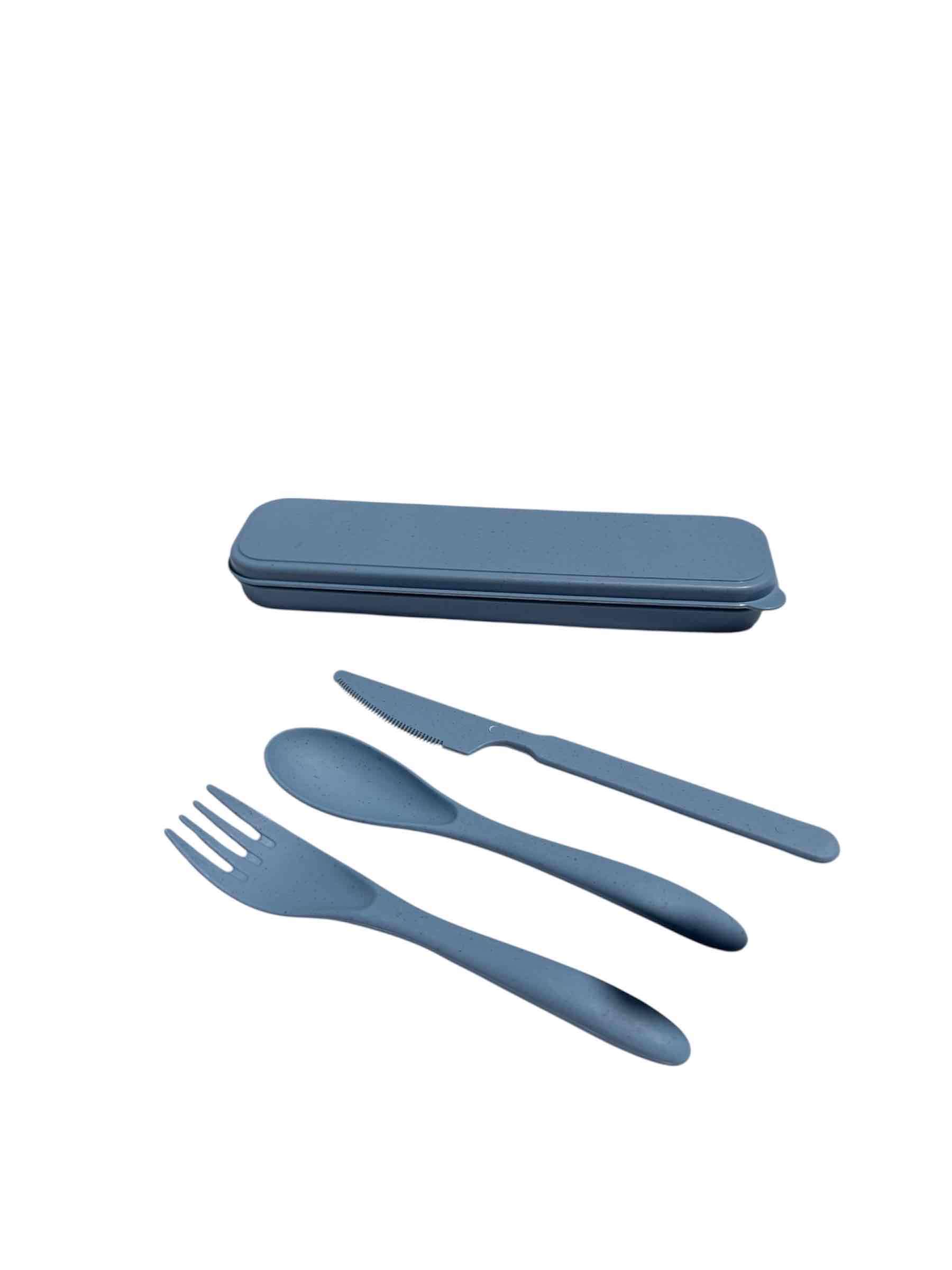 Set cubiertos de viaje azul Infantil