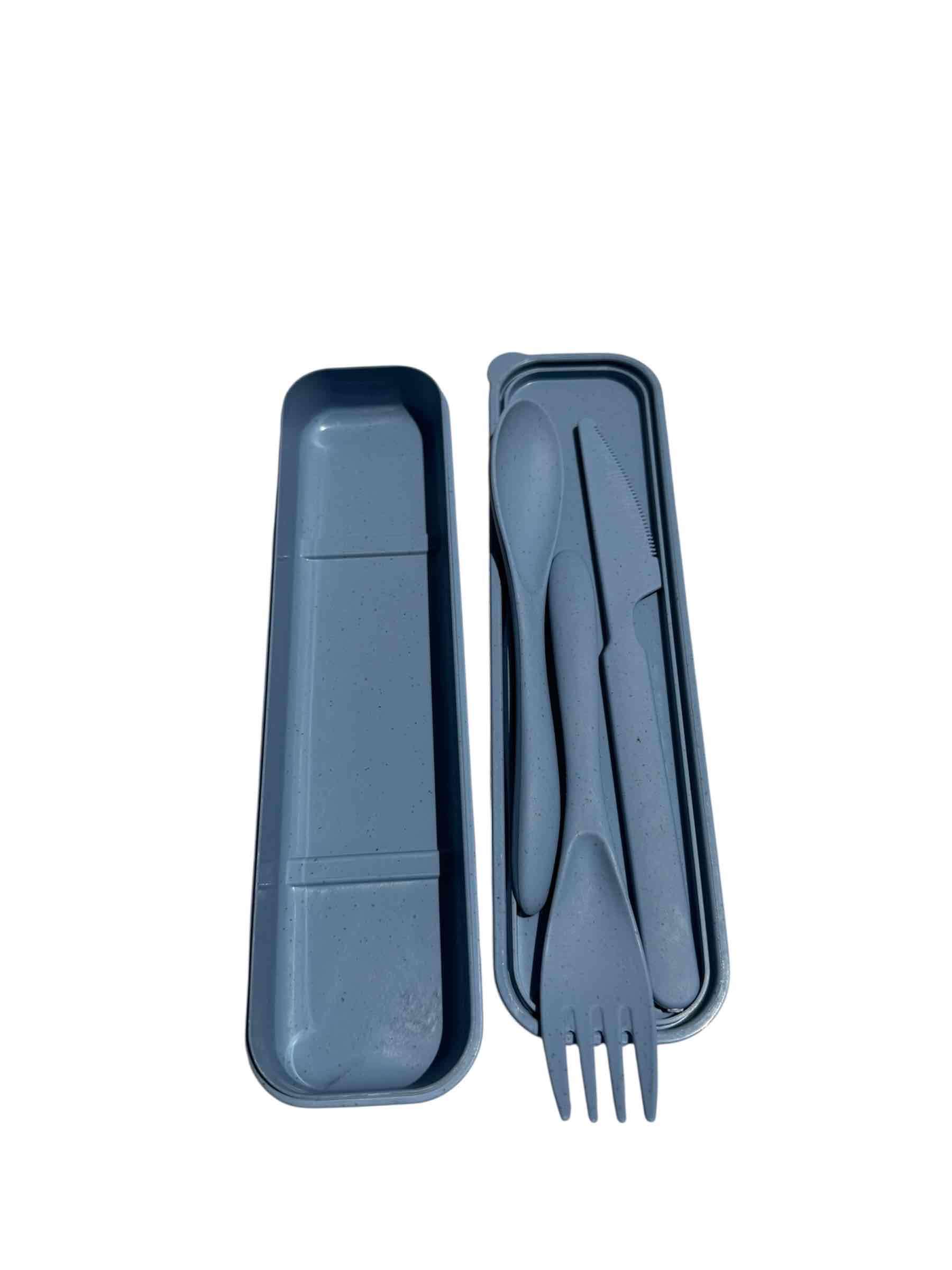 Set cubiertos de viaje azul Infantil - miniatura 2