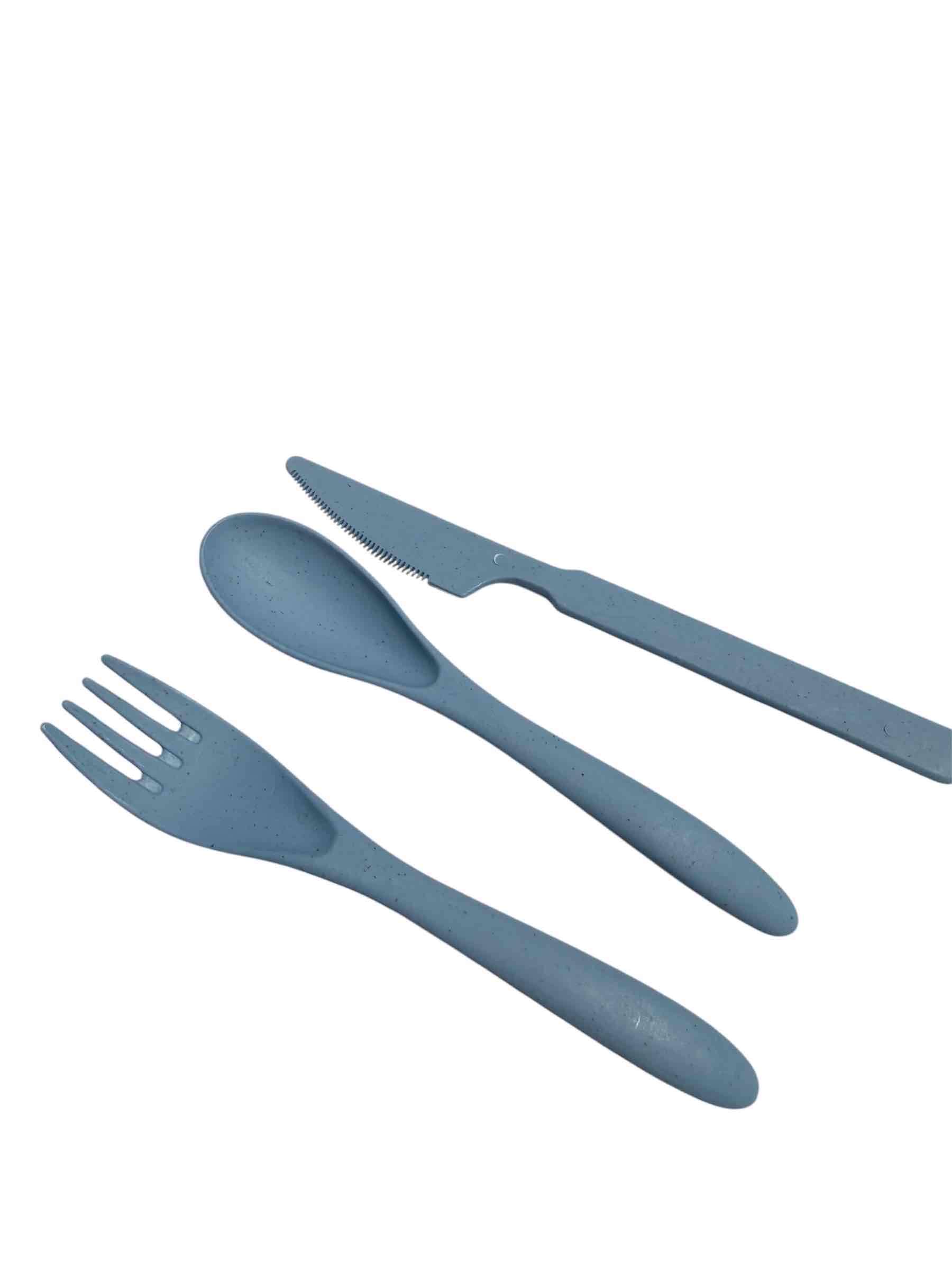 Set cubiertos de viaje azul Infantil - miniatura 3