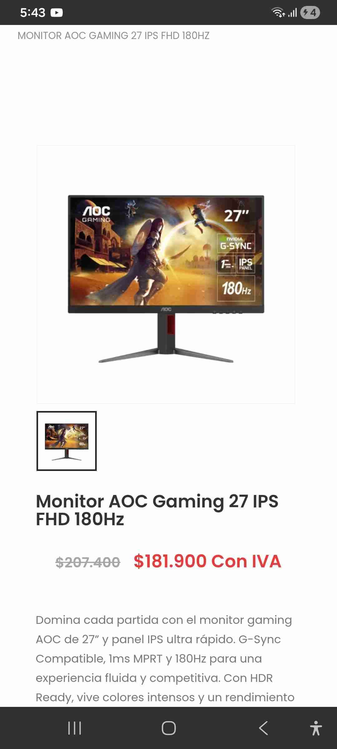 Tv 27 pulgadas negro 1080p - miniatura 6