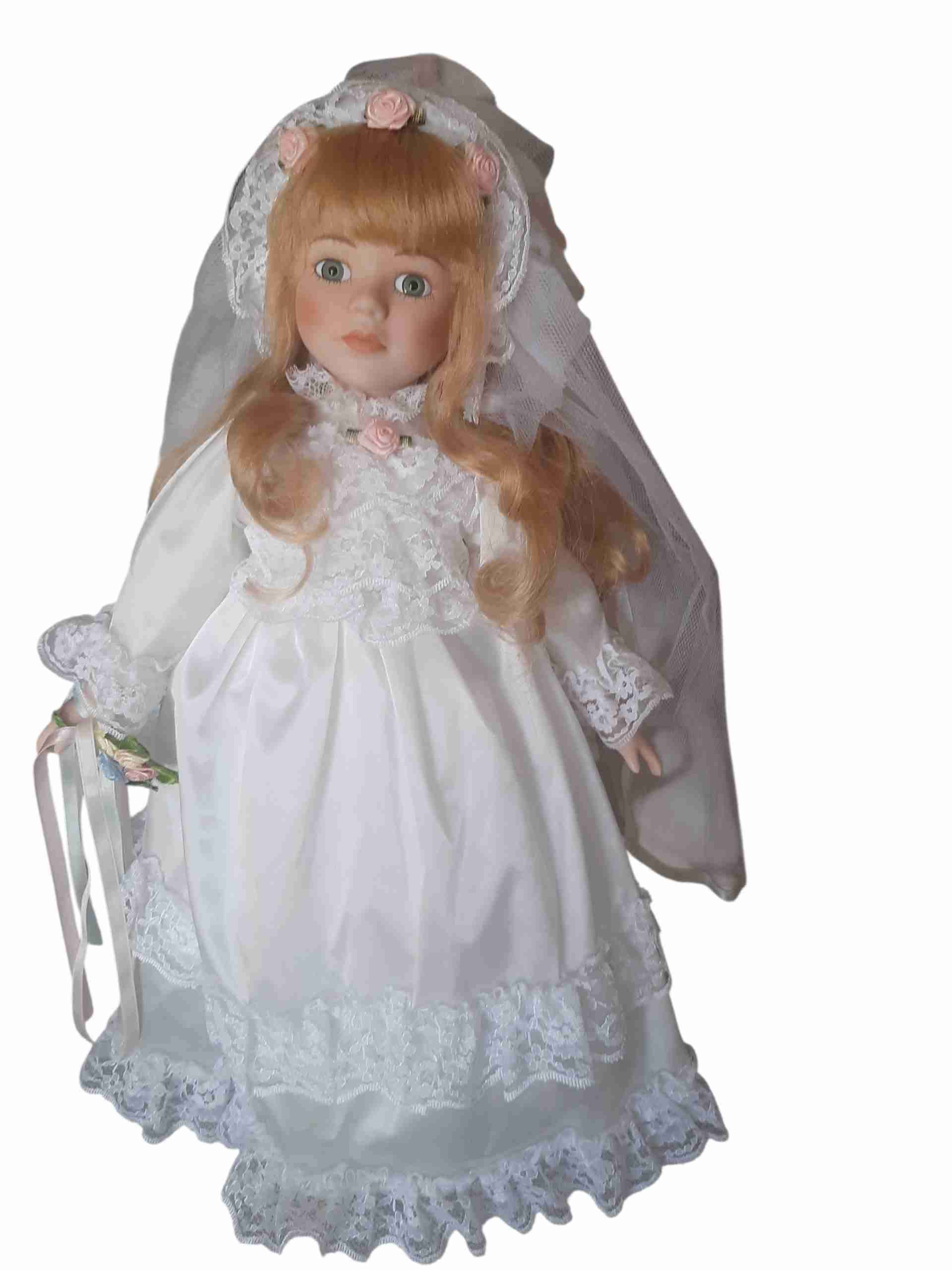 Muñeca porcelana novia - miniatura 2