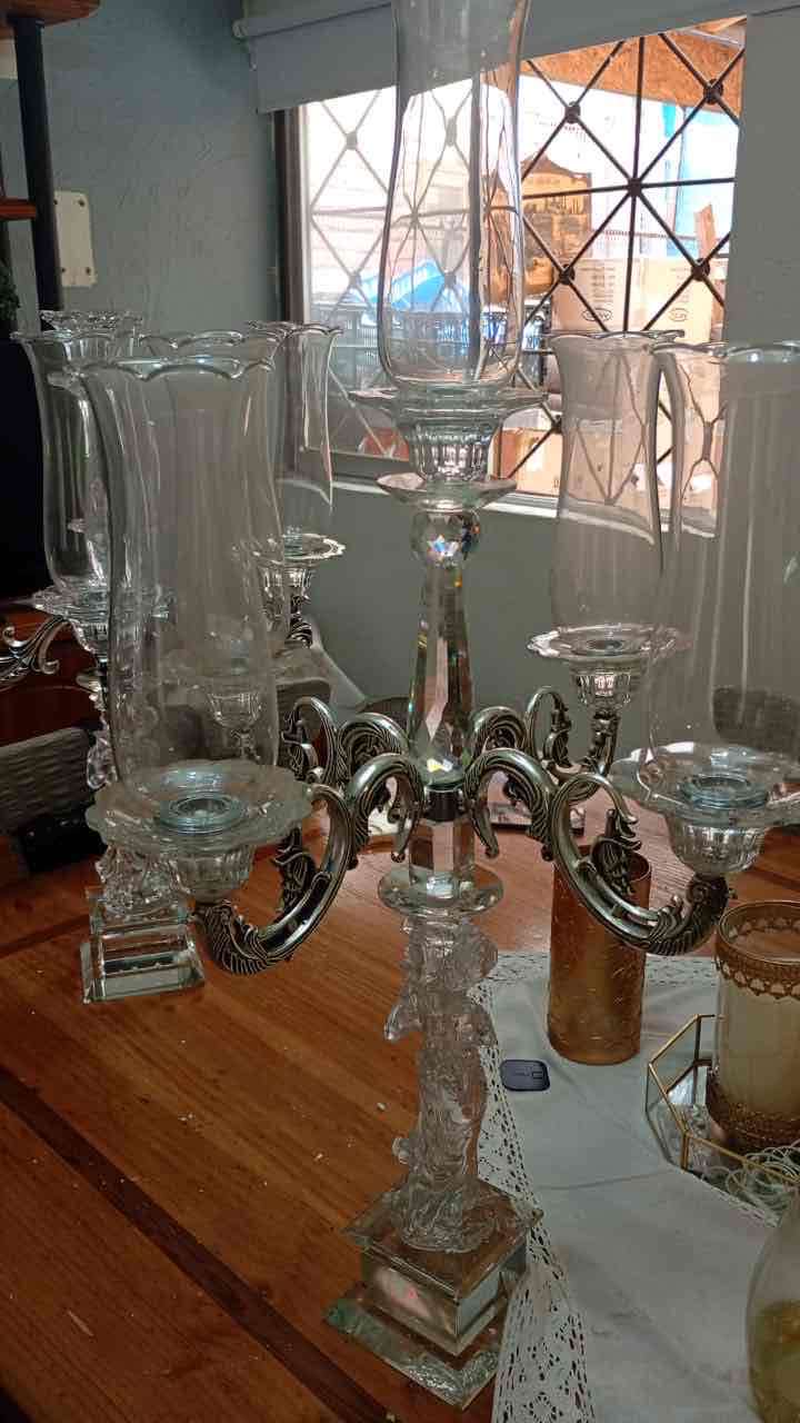 Candelabro de cristal y metal - miniatura 2