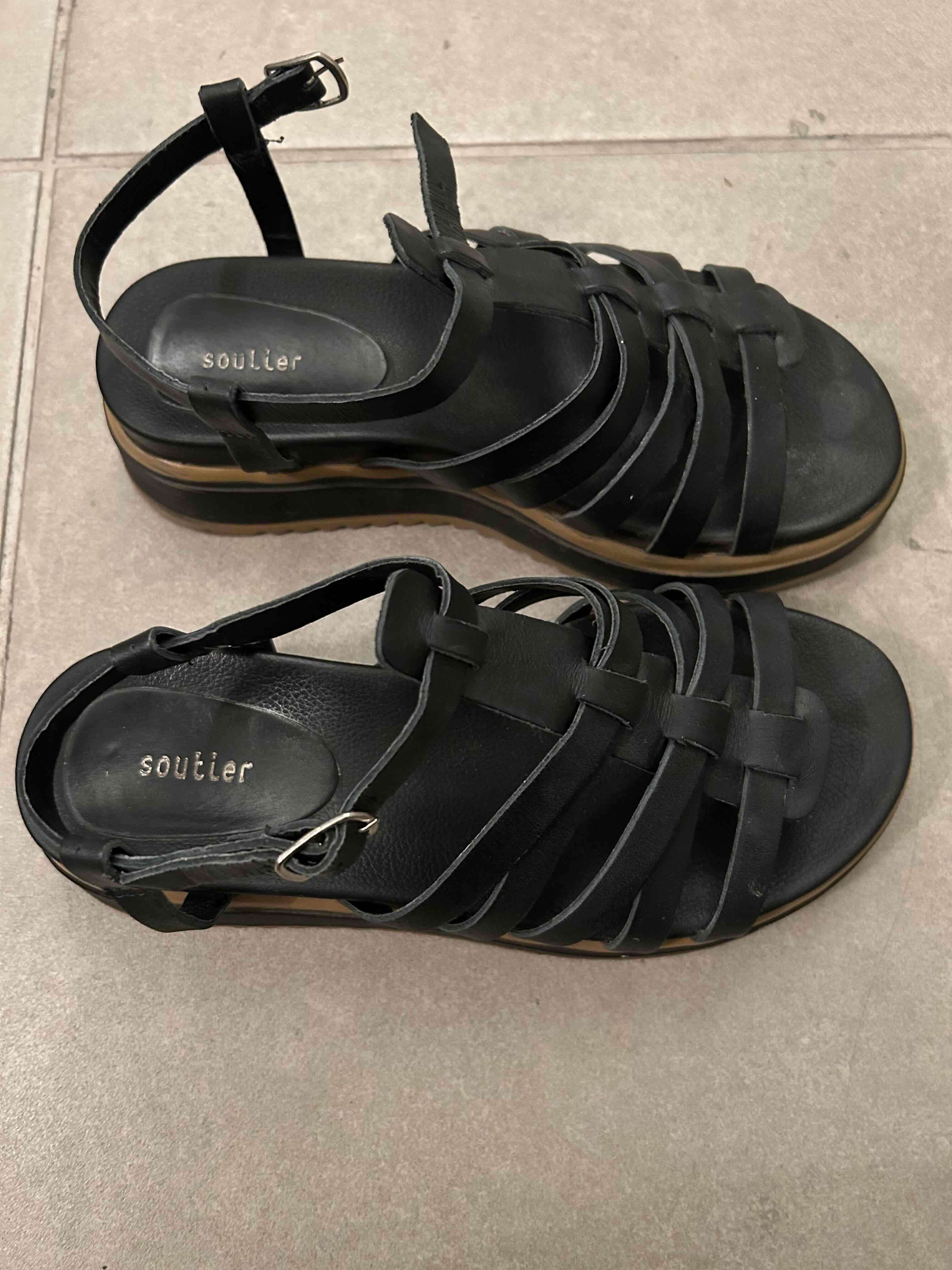 Sandalias negras de cuero - miniatura 1