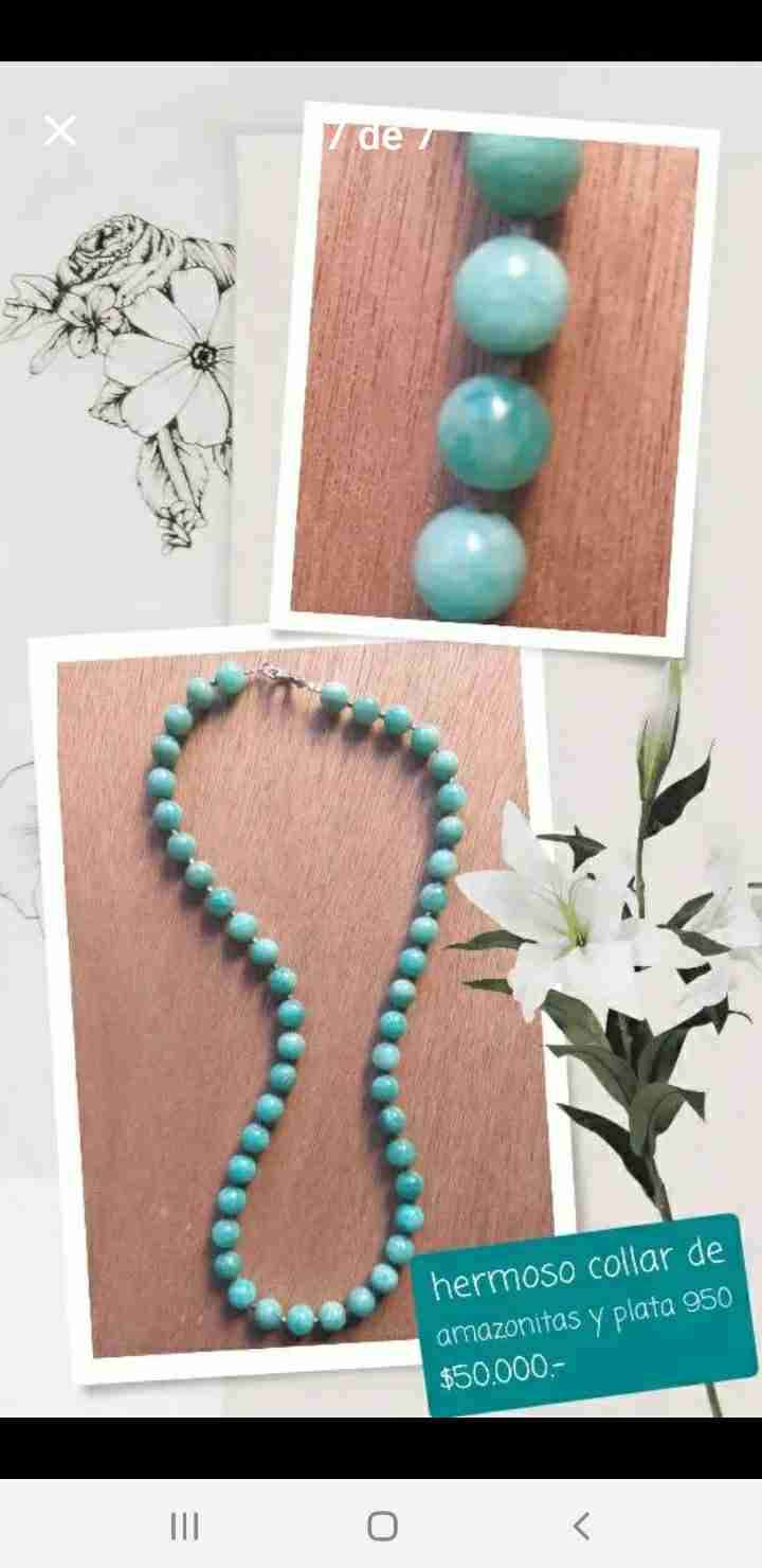 Collar de amazonitas y plata 950