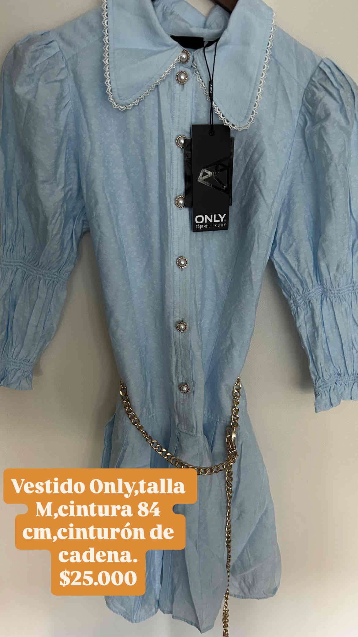 Vestido celeste con encaje - miniatura 2
