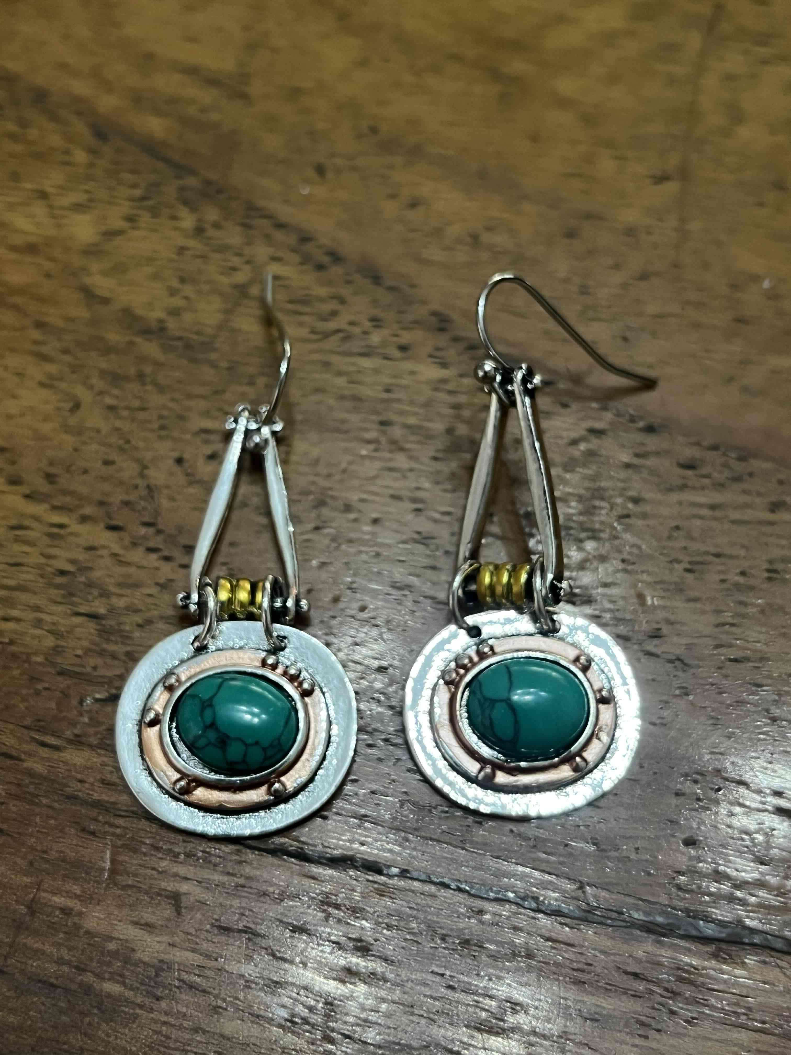 Aros colgantes plata y turquesa