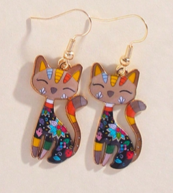 Aros colgantes gatitos multicolor - miniatura 2