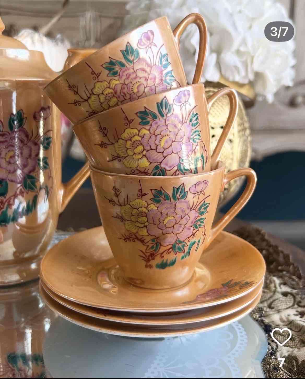 Juego de té vintage floral - miniatura 3