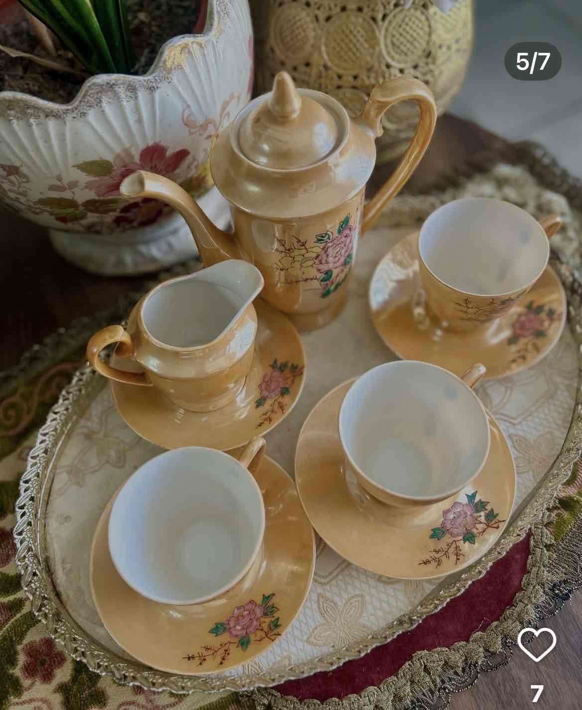 Juego de té vintage floral - miniatura 6