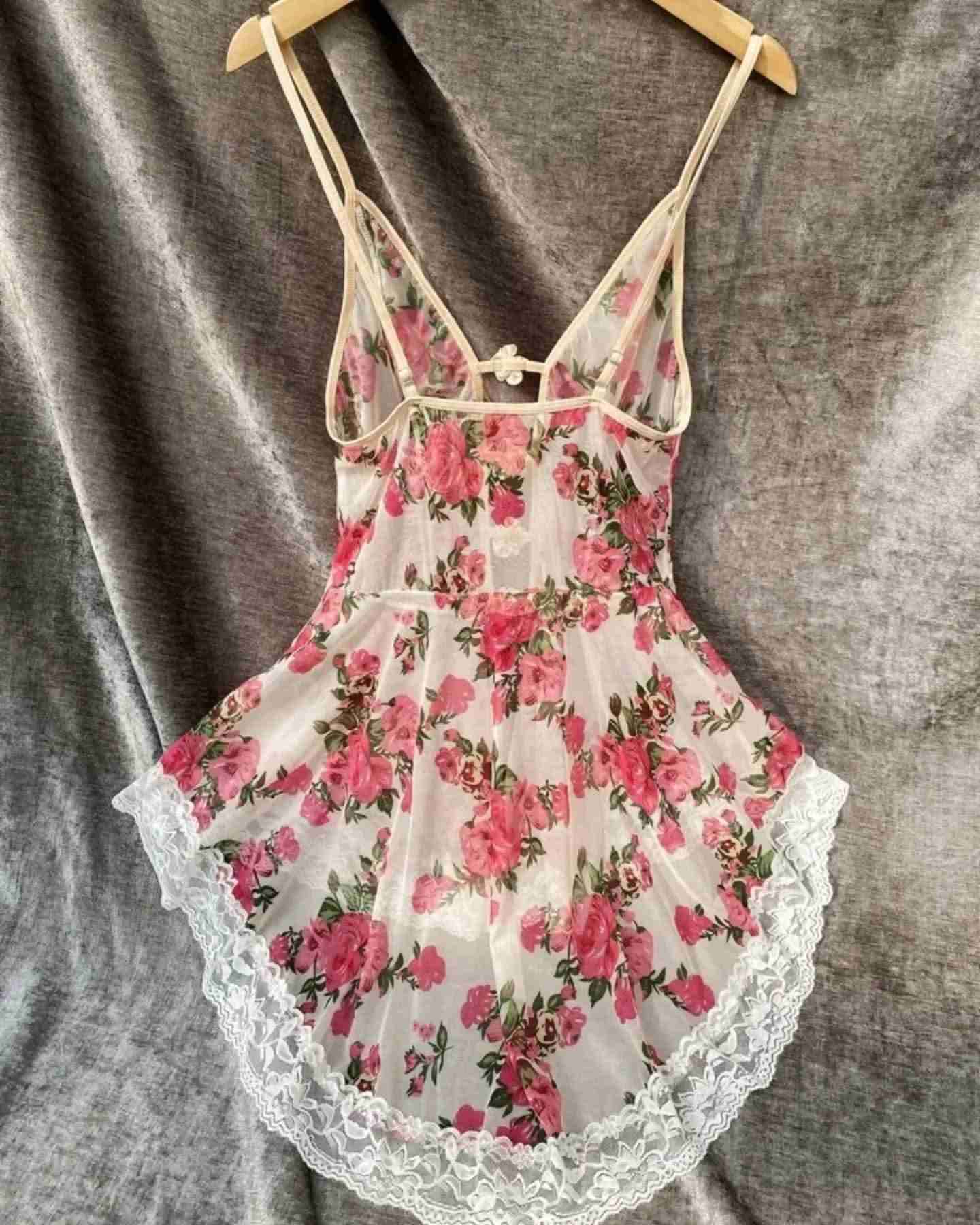 Baby doll floral con encaje - miniatura 2