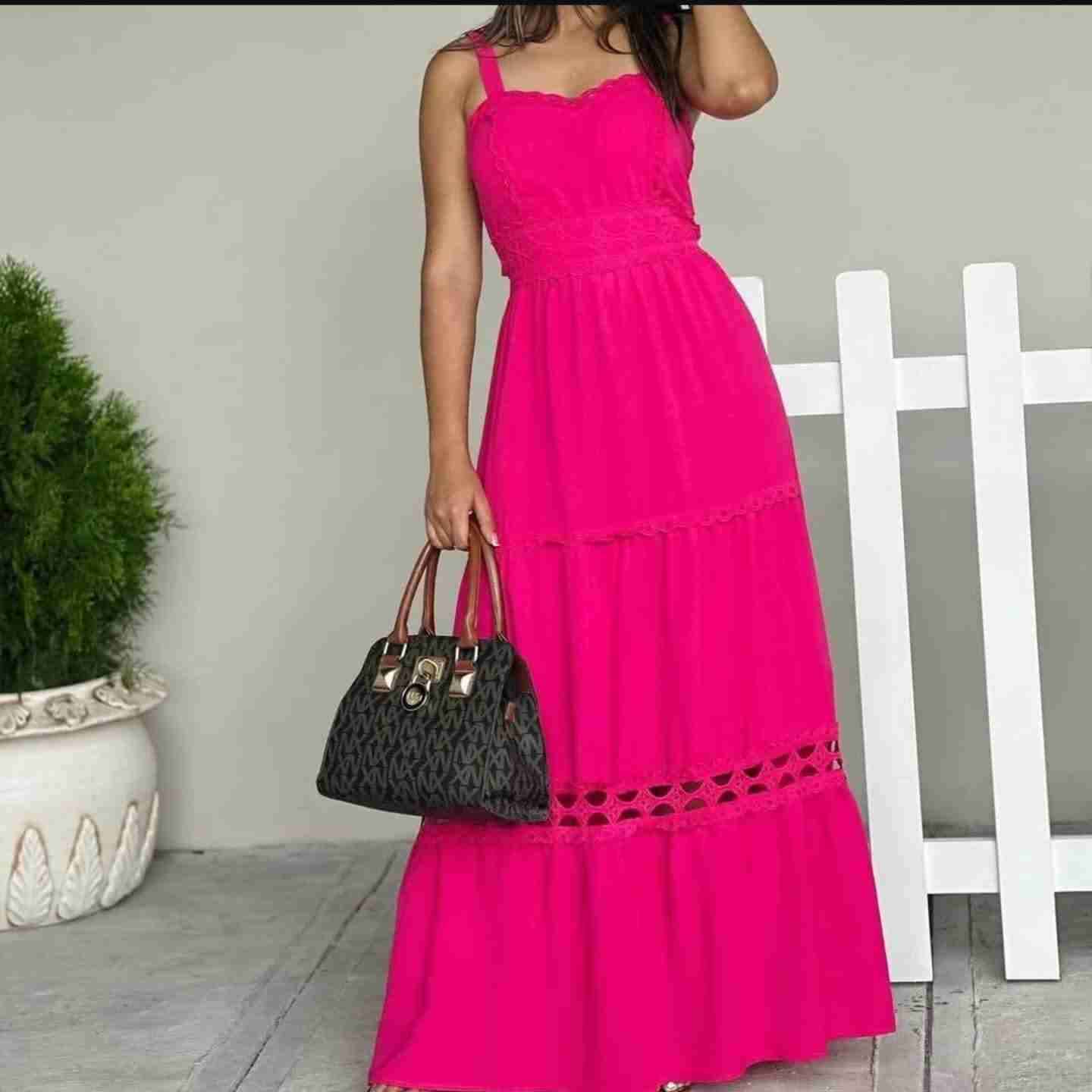 Vestido largo rosa - miniatura 2