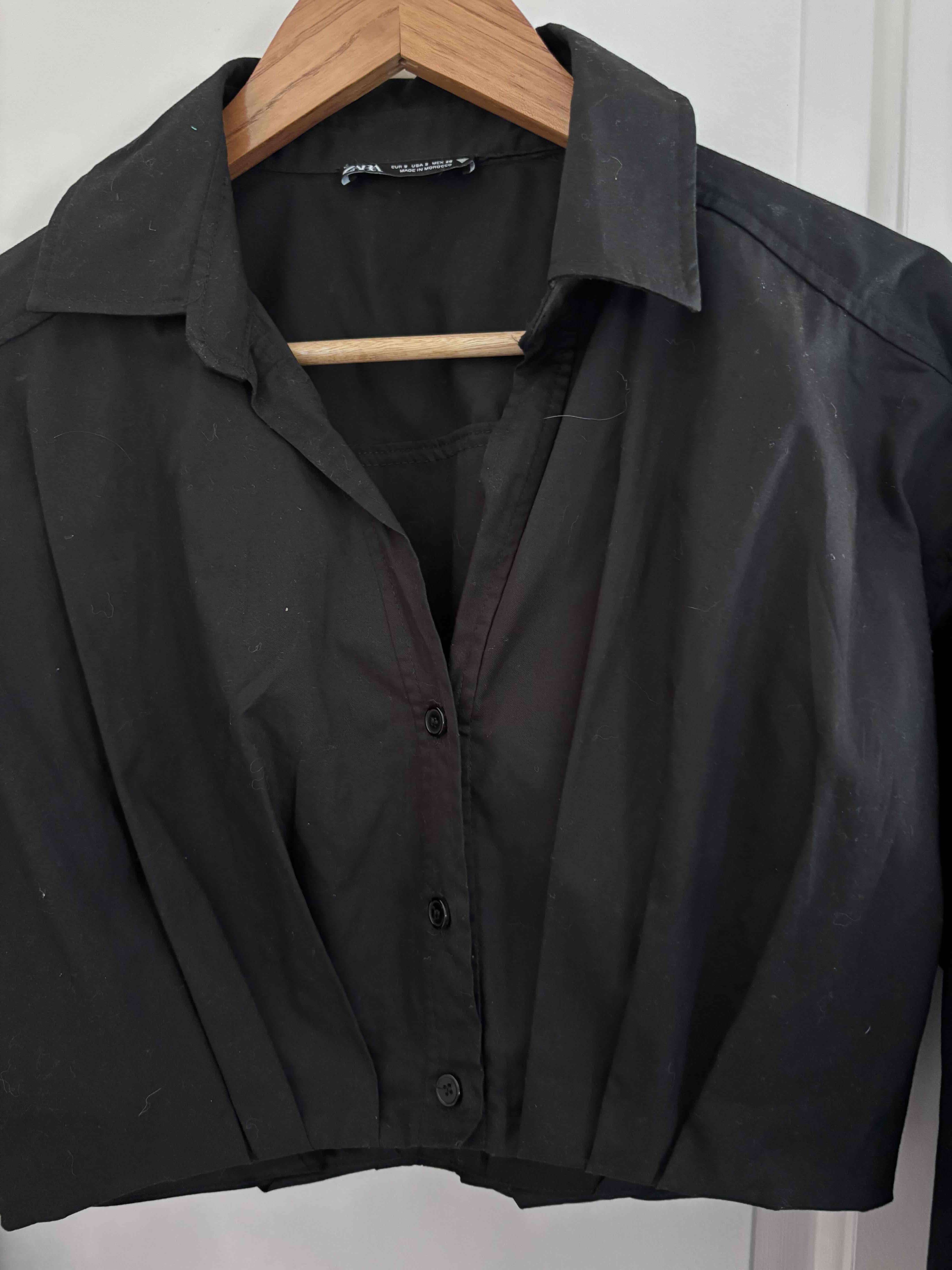 Blusa negra corta elegante Zara - miniatura 3