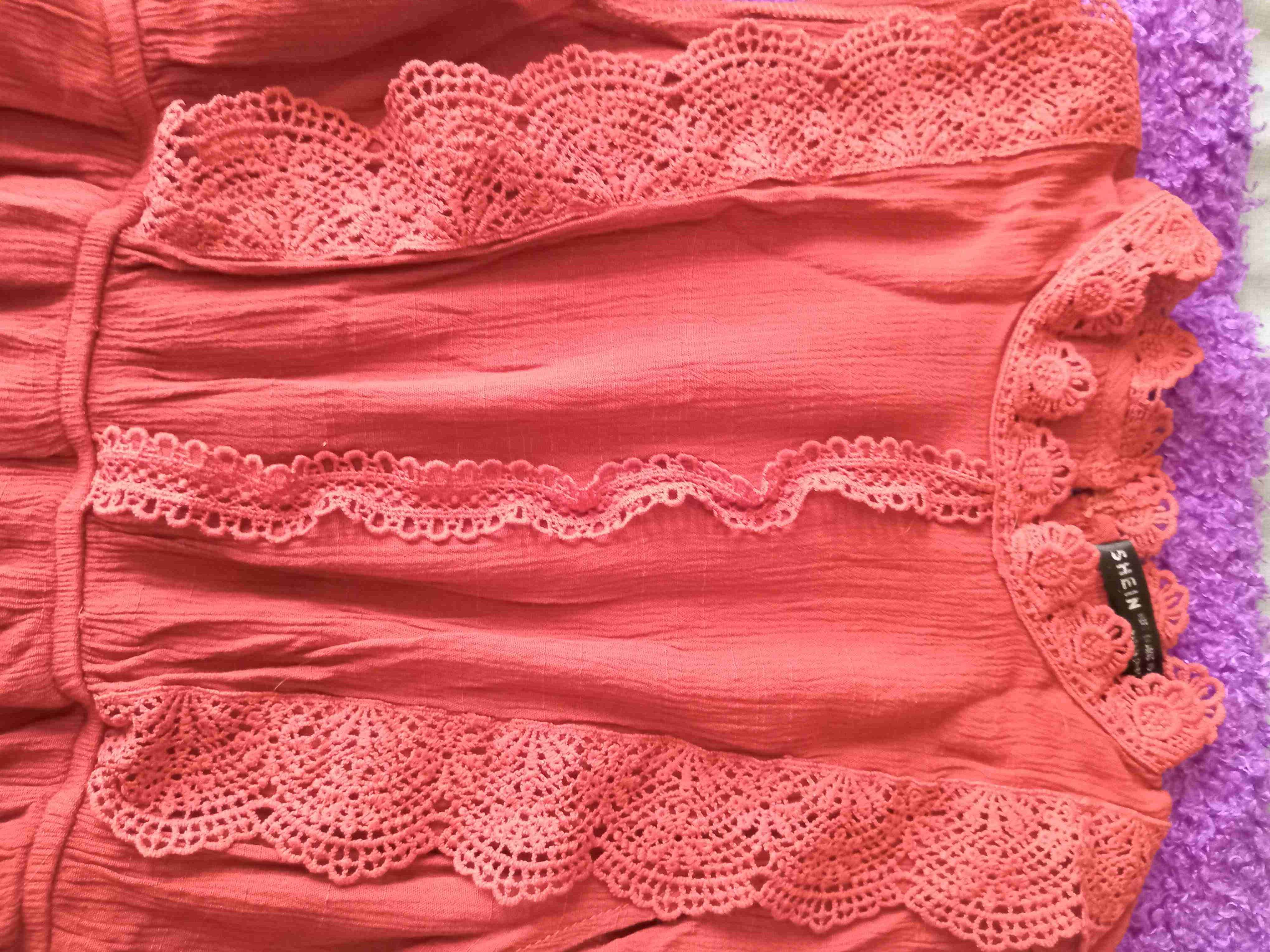 Vestido terracota con detalles de encaje - miniatura 2