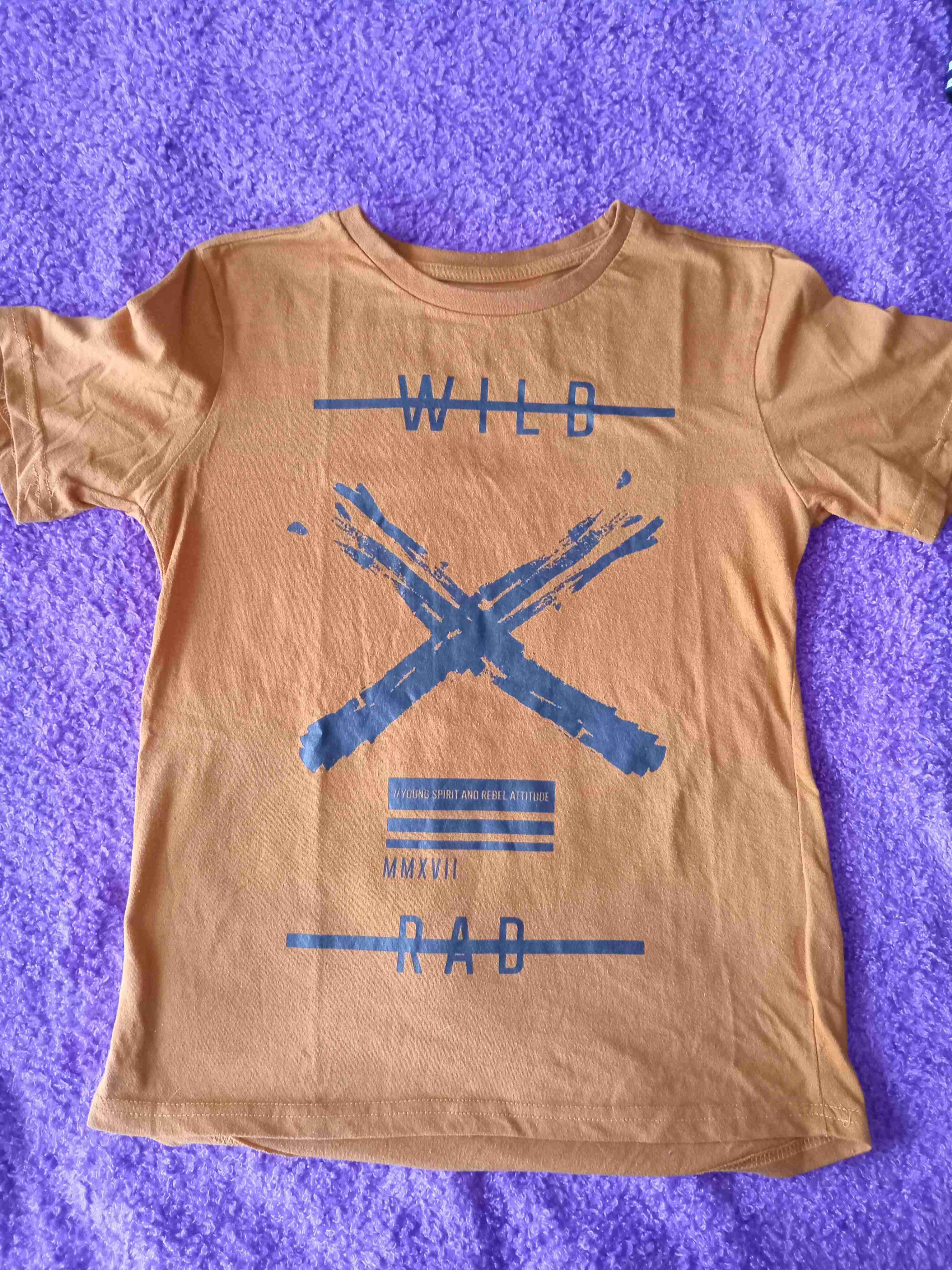 Polera marrón con estampado gráfico/niño