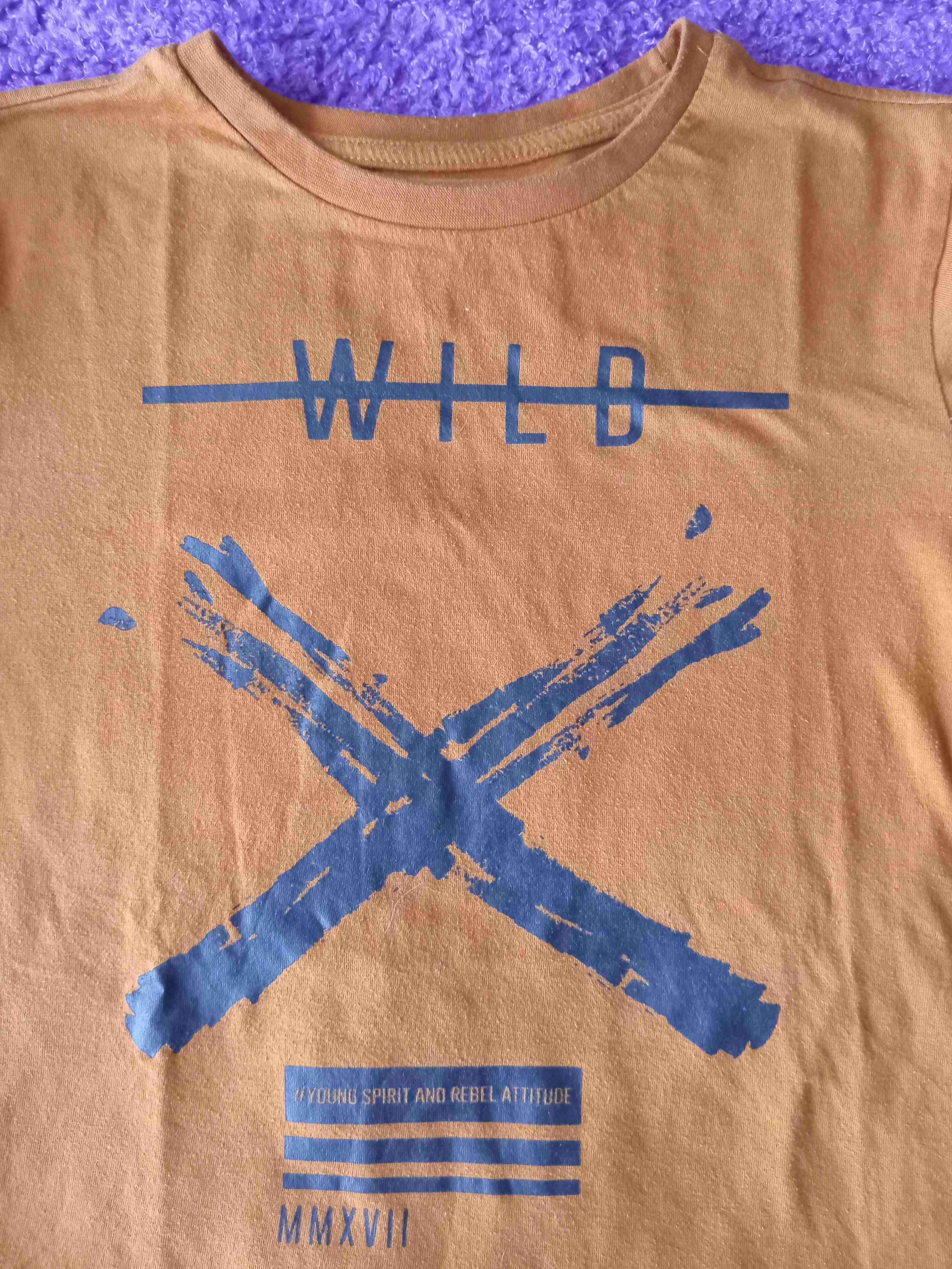 Polera marrón con estampado gráfico/niño - miniatura 2