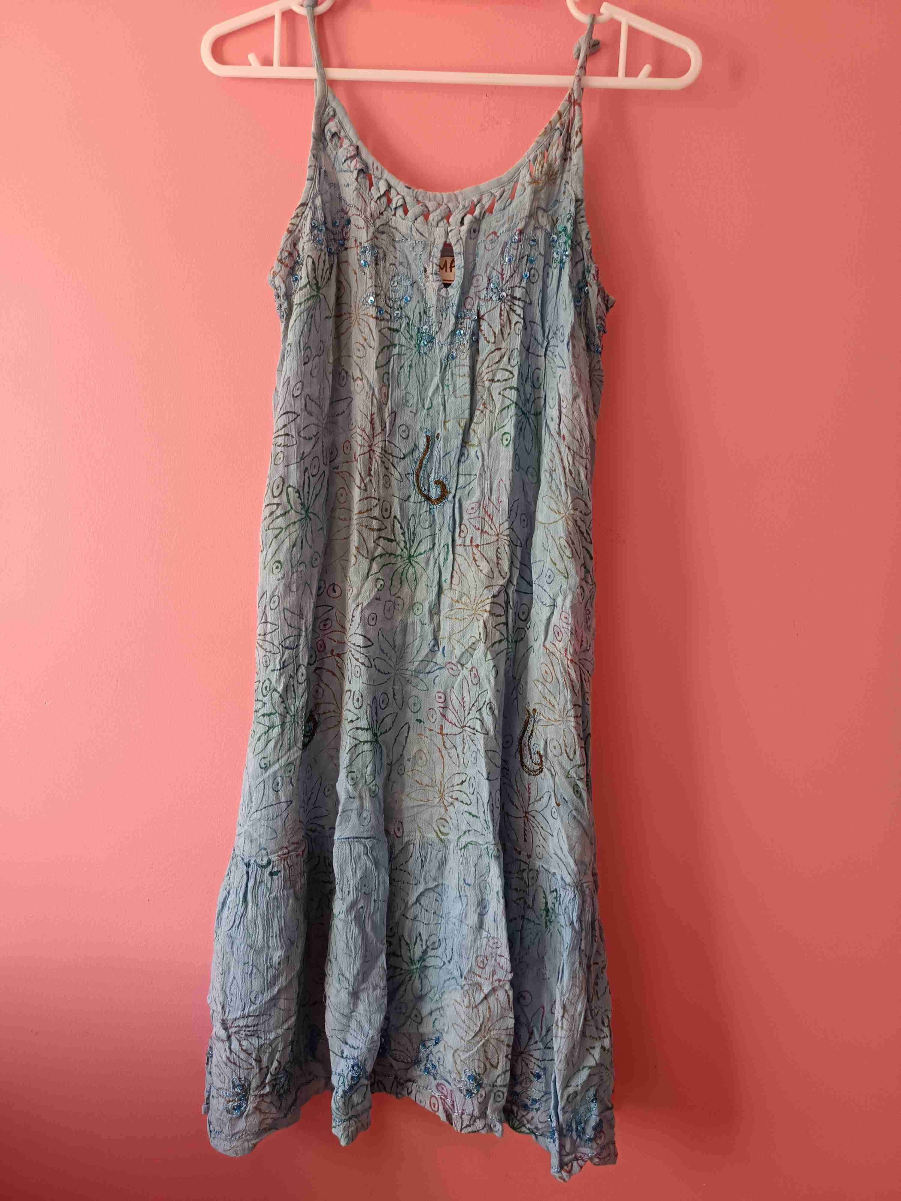 Vestido bohemio bordado azul
