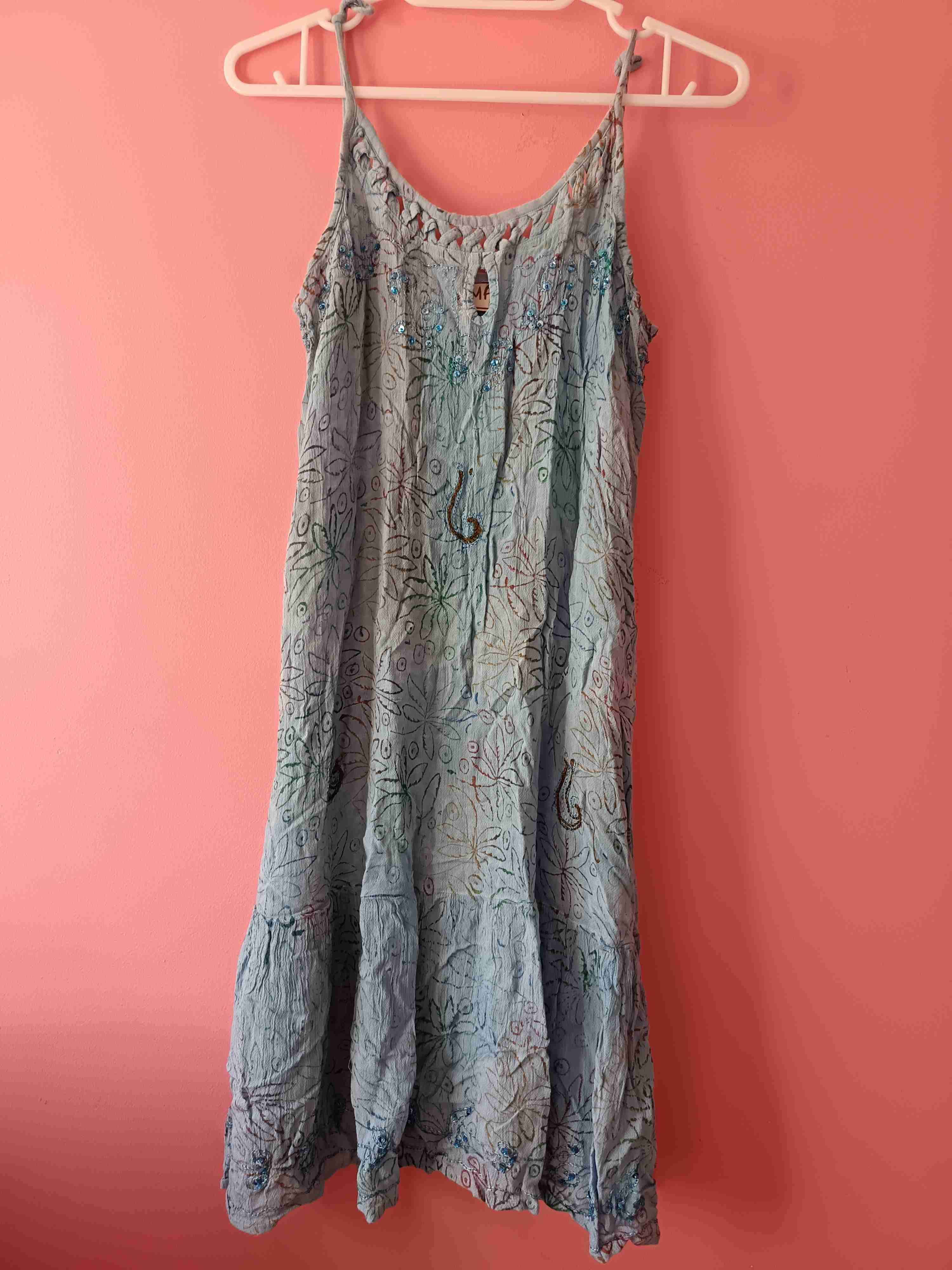 Vestido bohemio bordado azul - miniatura 2