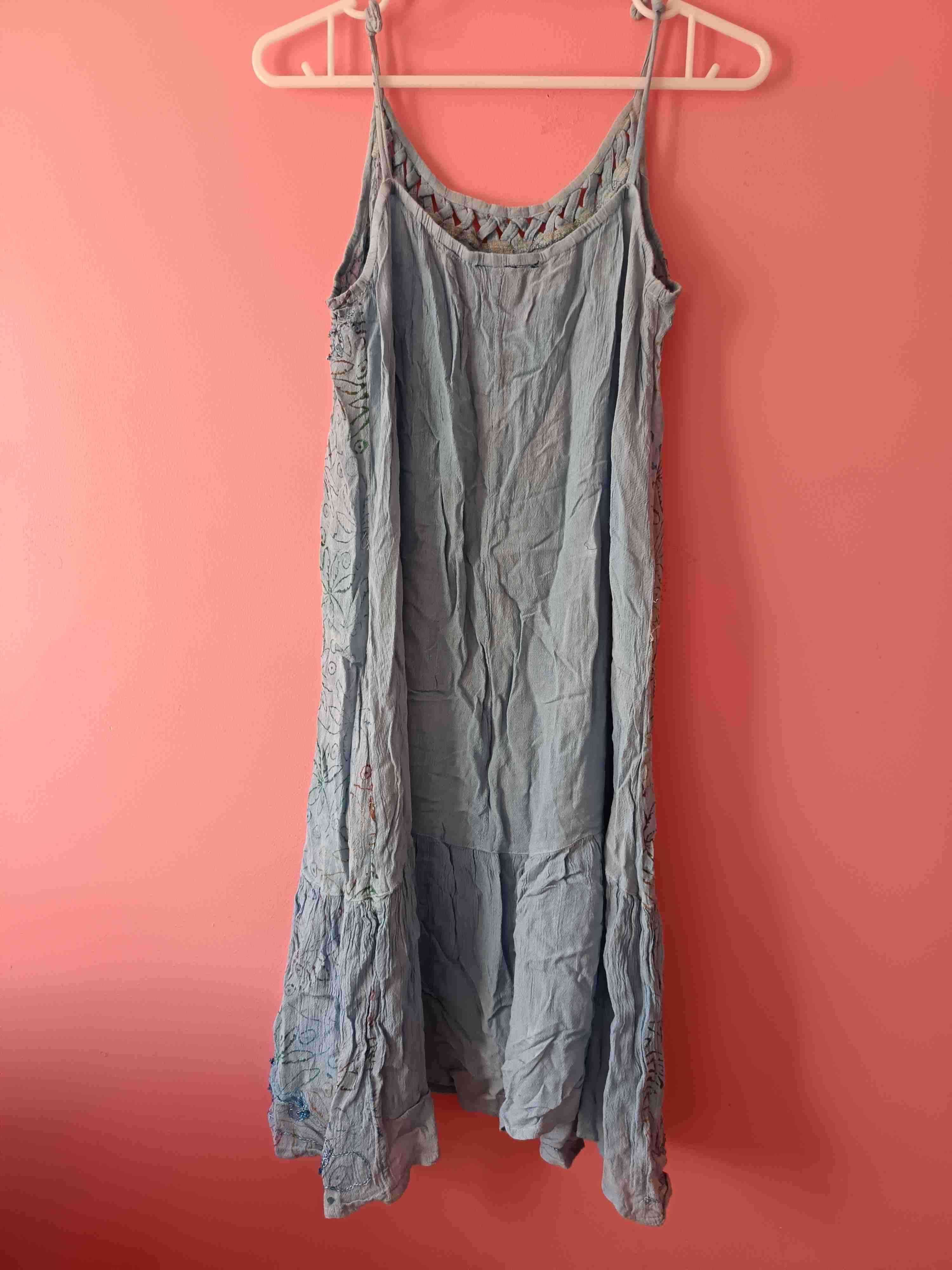 Vestido bohemio bordado azul - miniatura 4