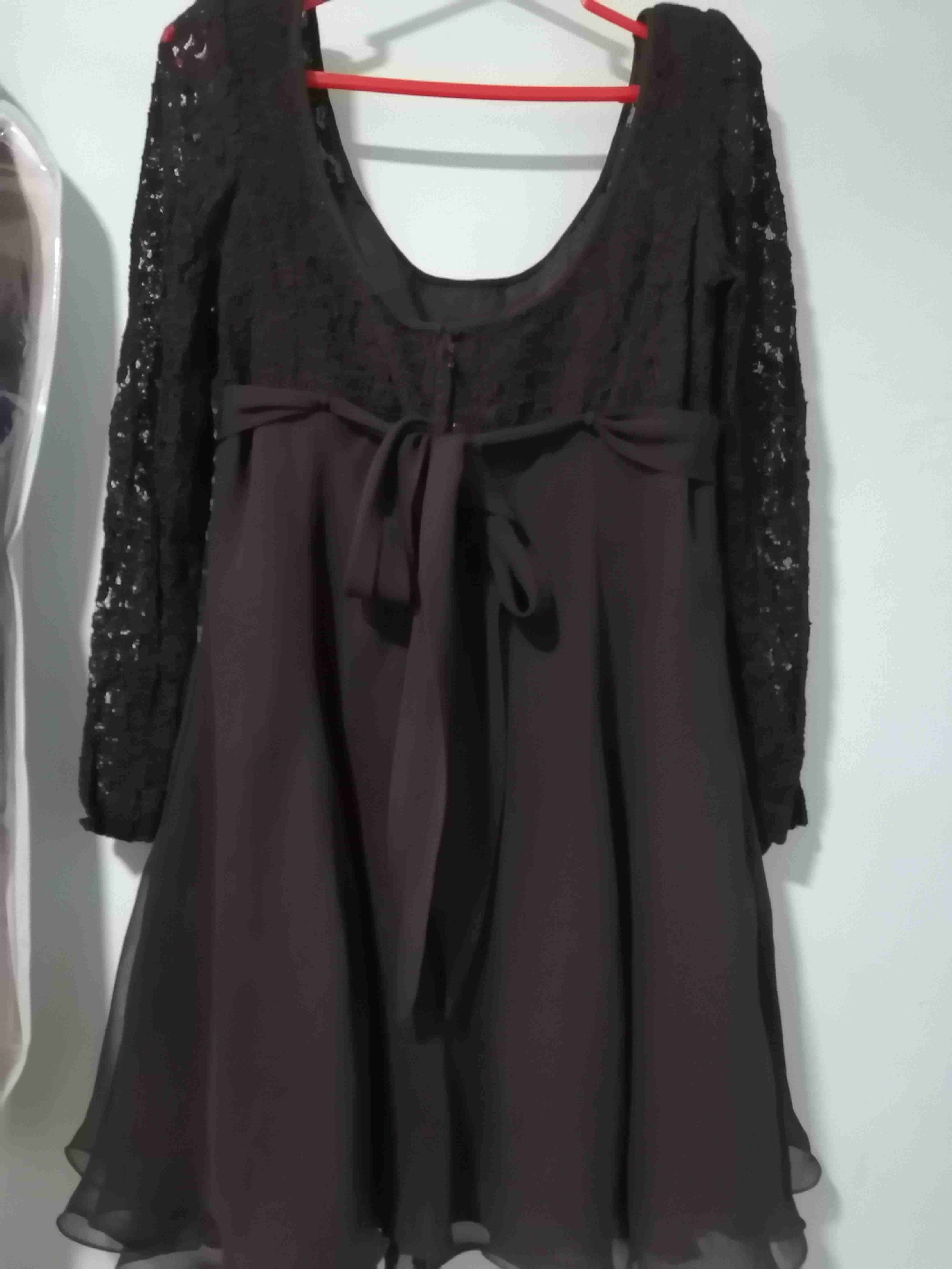 Vestido negro encaje y gasa - miniatura 2