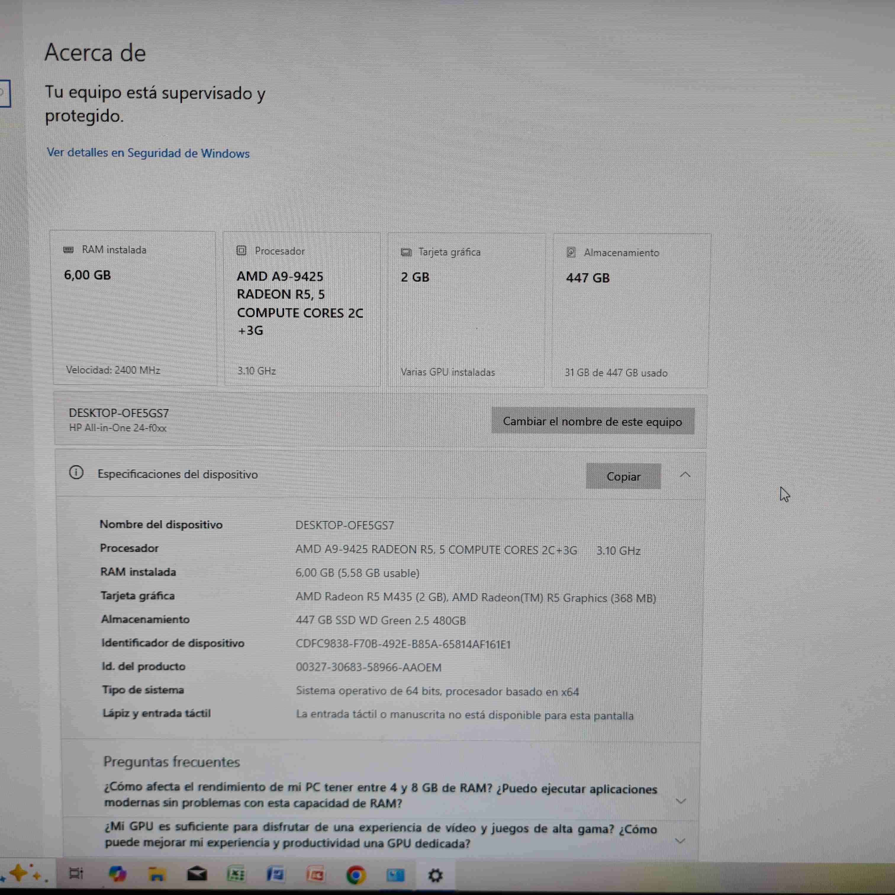 PC All in one, con teclado y mouse inalambrico, - miniatura 2