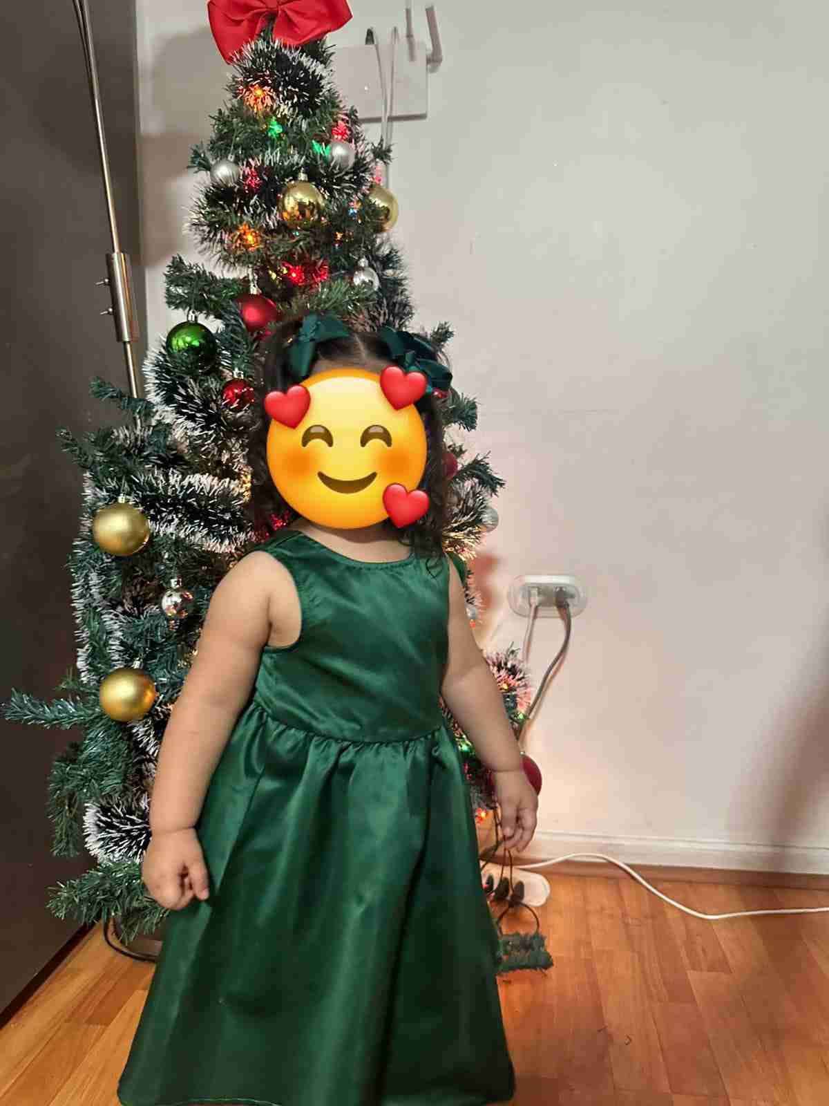 Vestido verde con moño grande de princesa talla 4 - miniatura 2