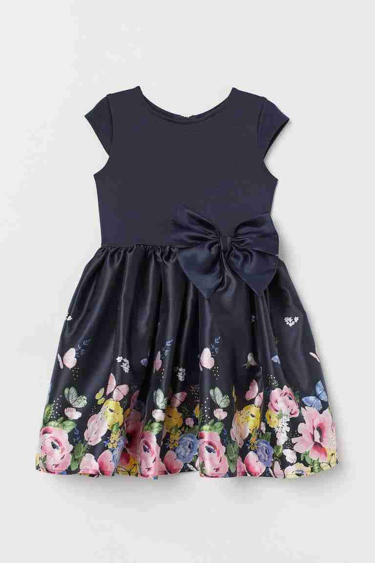 Vestido azul con flores y lazo talla 2 HYM