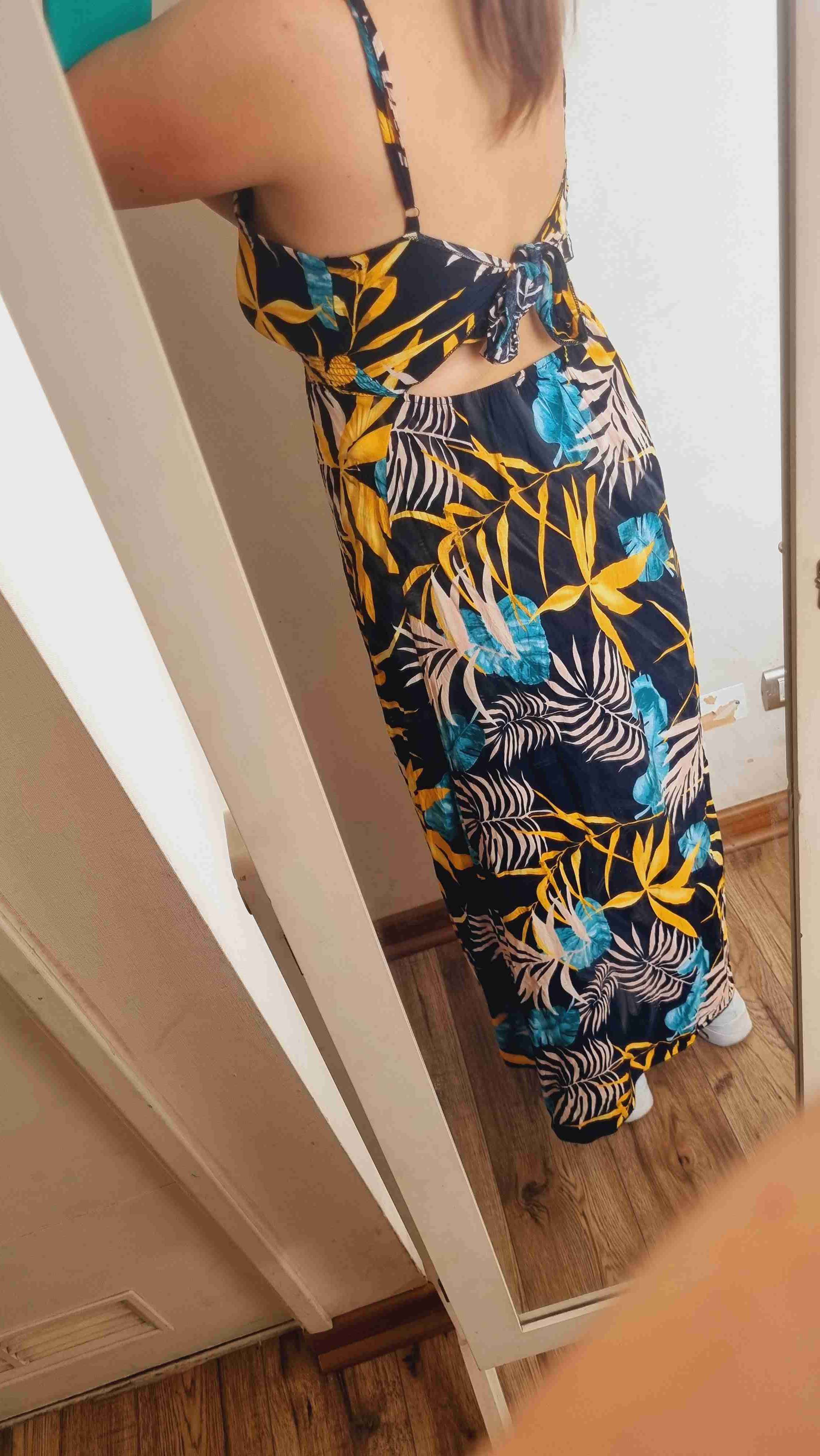 Vestido largo estampado tropical