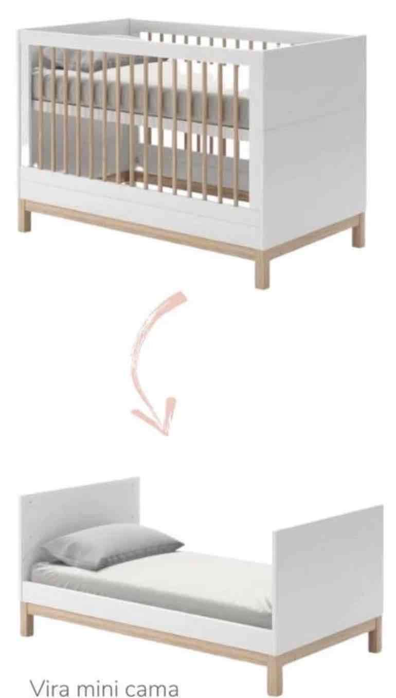 Cuna convertible blanca y madera Cozy
