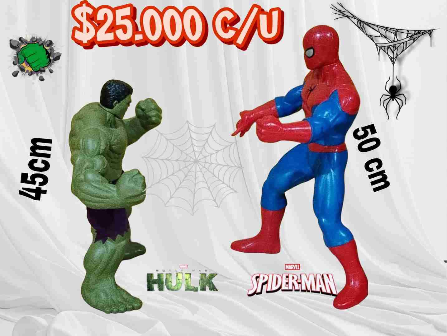 Figuras Hulk y Spiderman 45-50cm