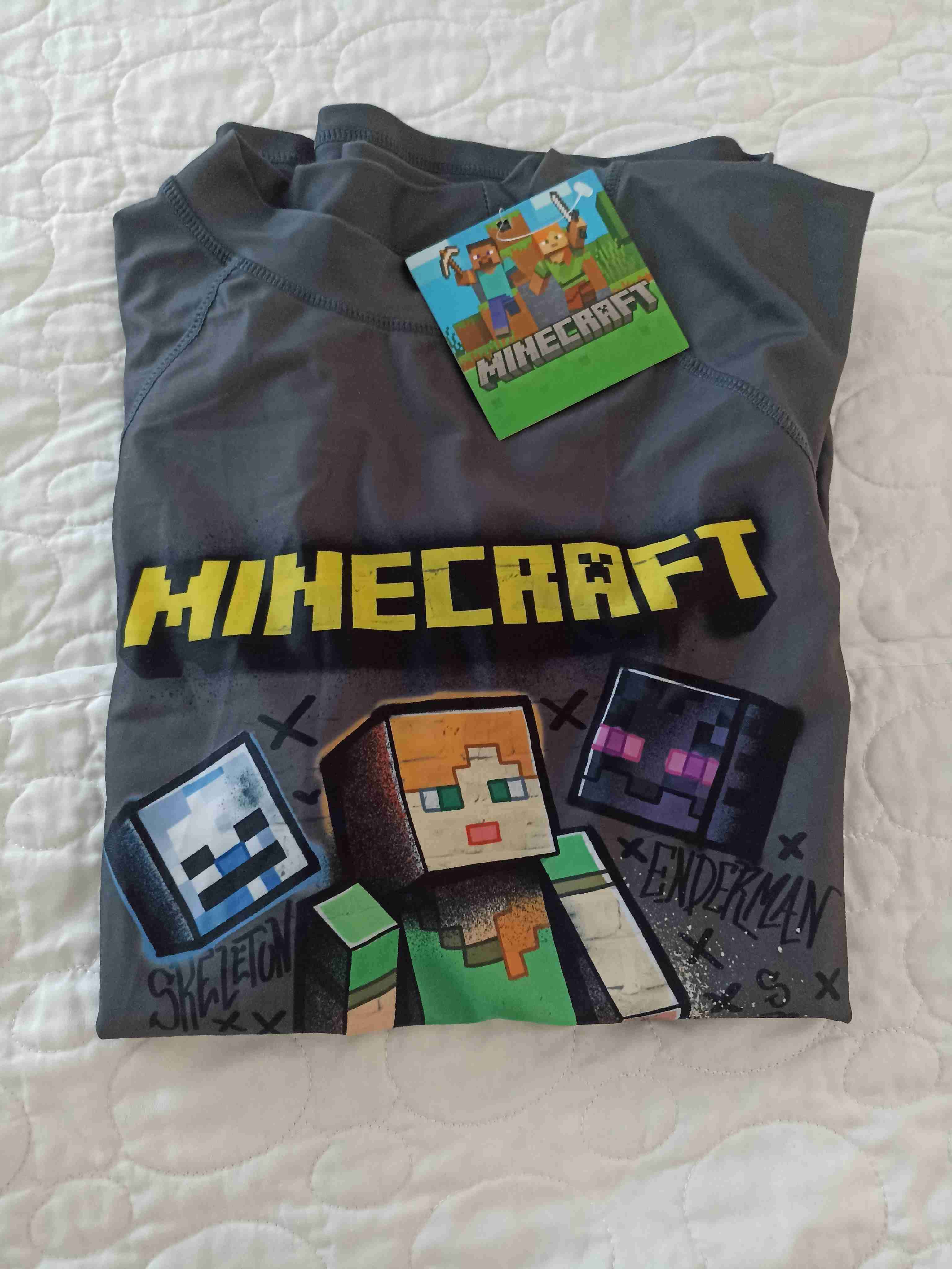 Polera de baño Minecraft gris para niños