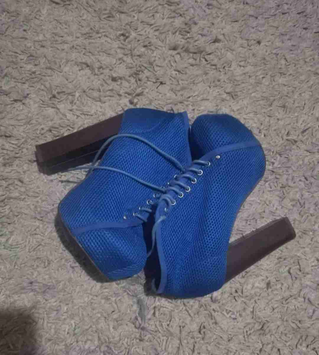 Botines azules talla 39 con plataforma 14 cms - miniatura 2