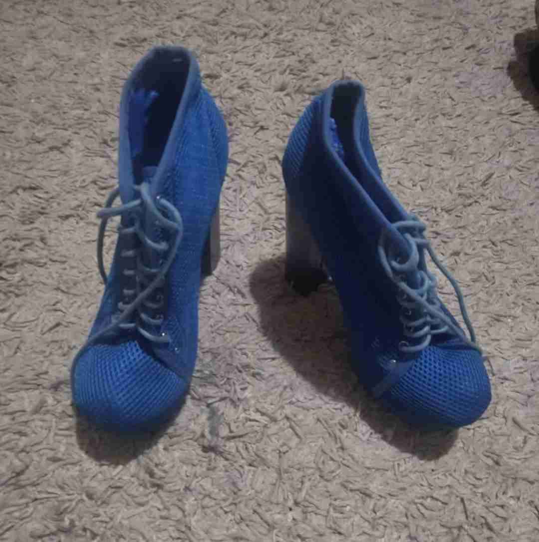 Botines azules talla 39 con plataforma 14 cms - miniatura 3