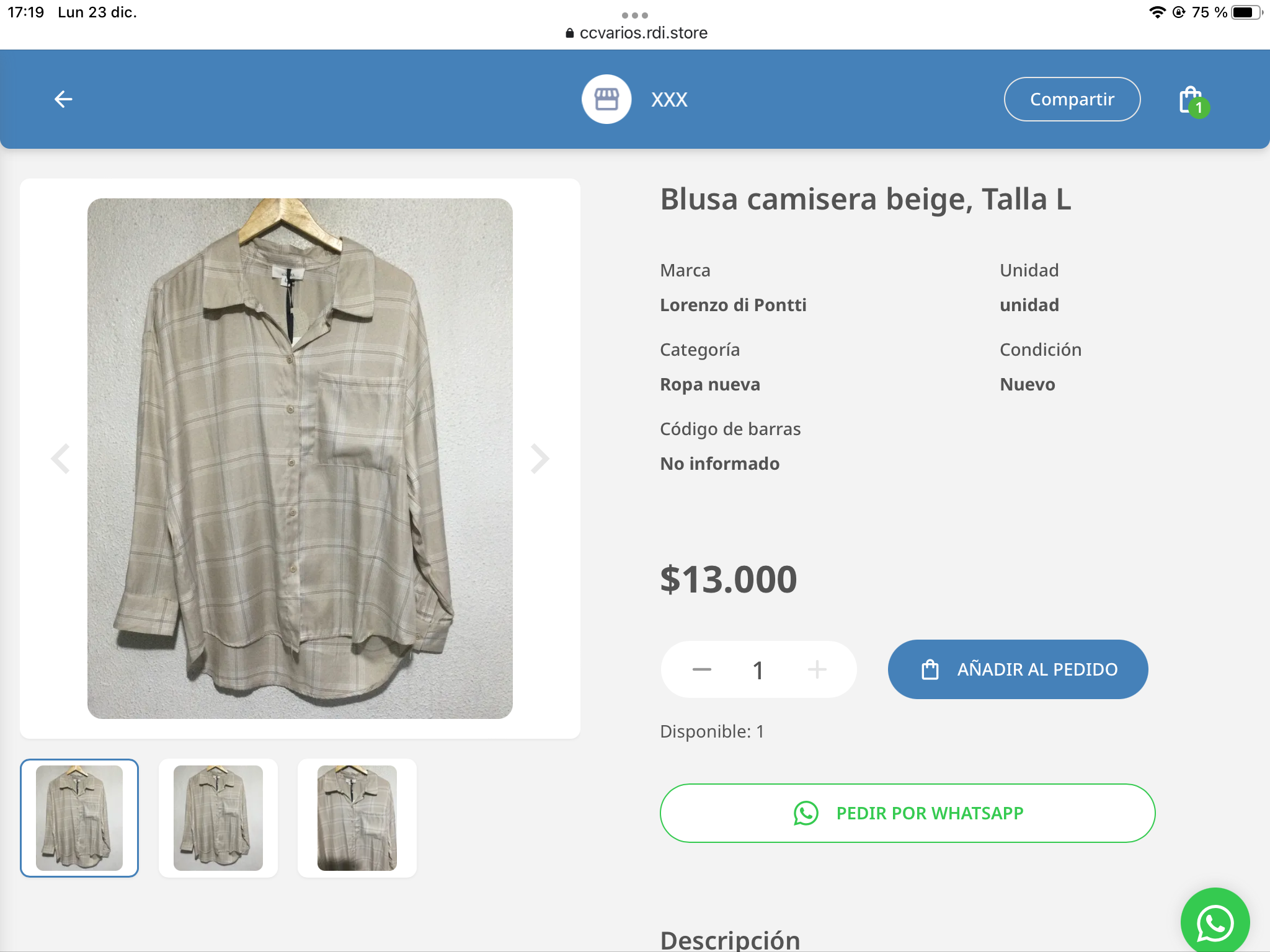 Blusa camisera beige mujer