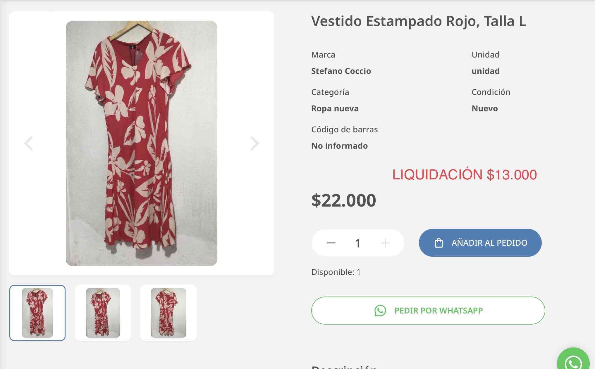Vestido estampado rojo talla L