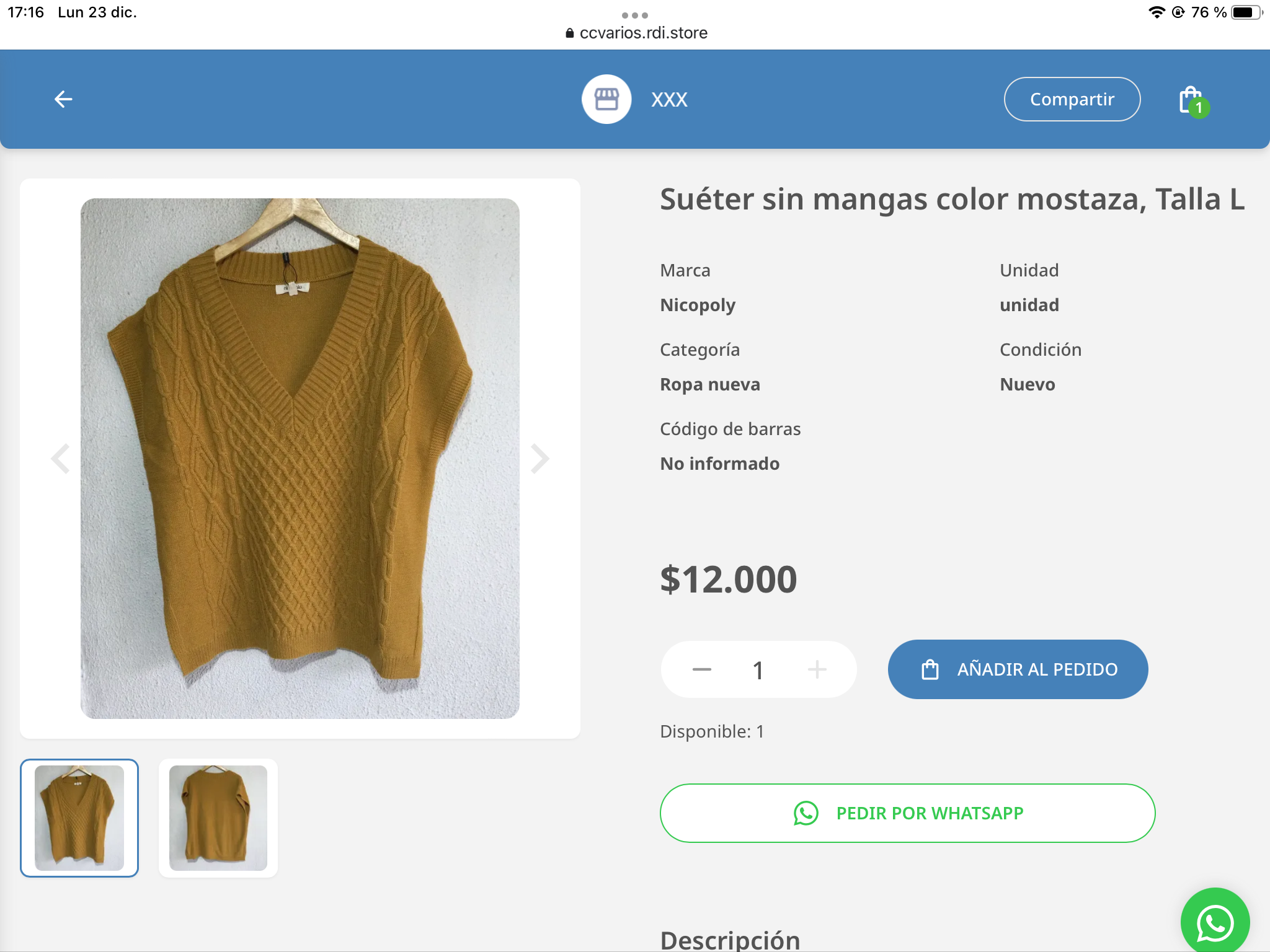 Suéter sin mangas mostaza