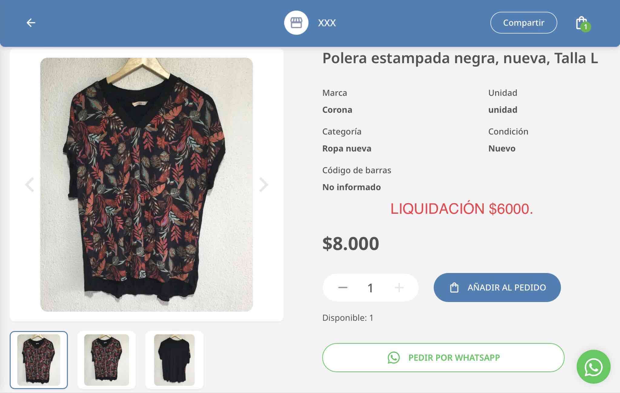 Polera estampada negra nueva