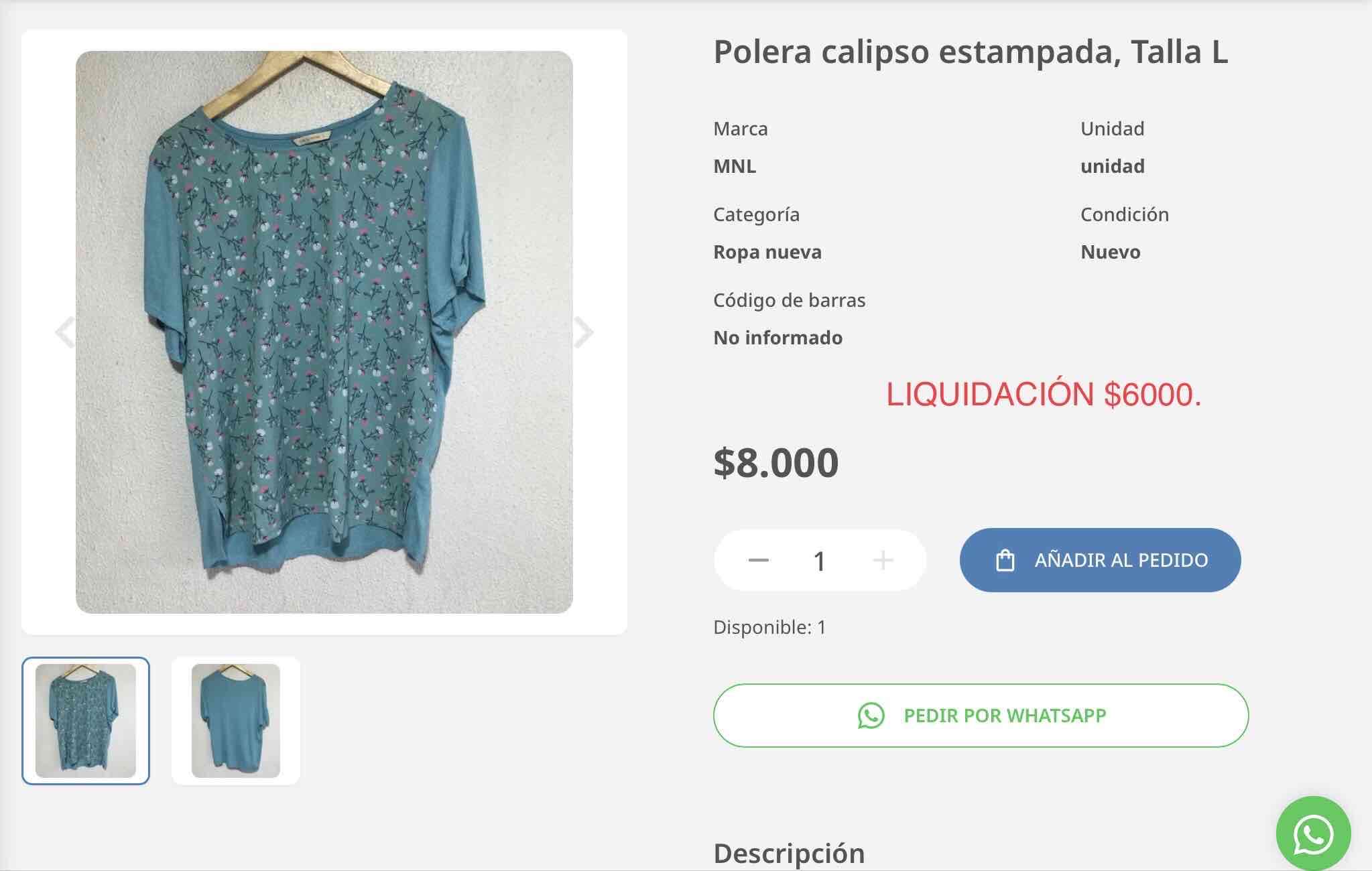 Polera calipso estampada