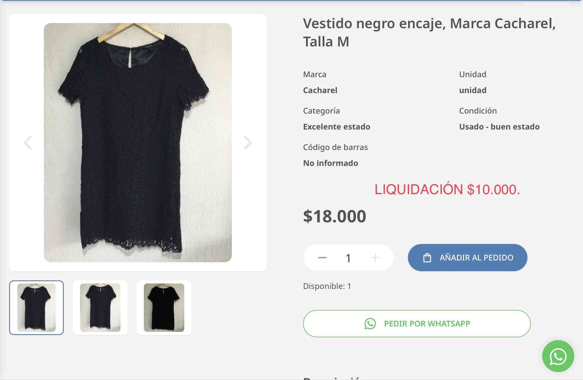 Vestido negro encaje Cacharel