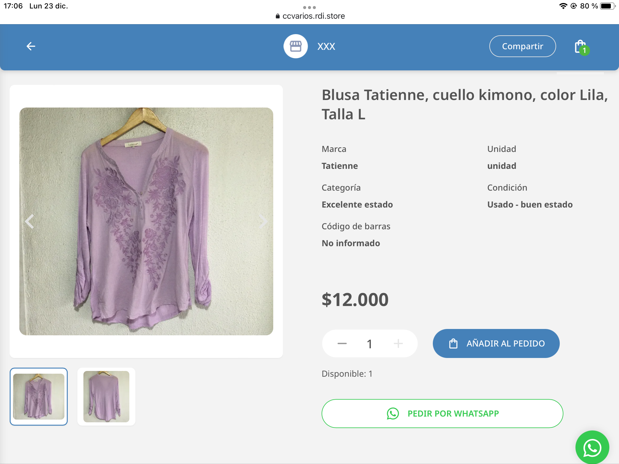 Blusa lila con cuello kimono