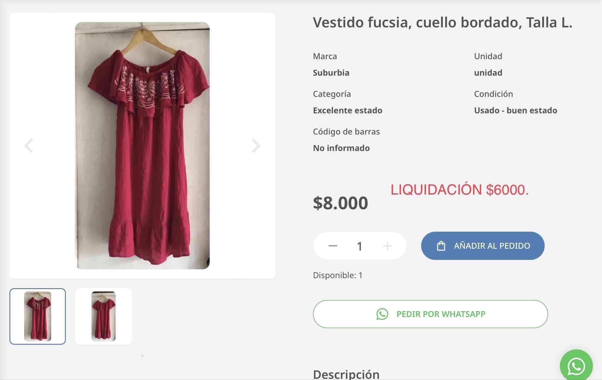 Vestido fucsia con cuello bordado