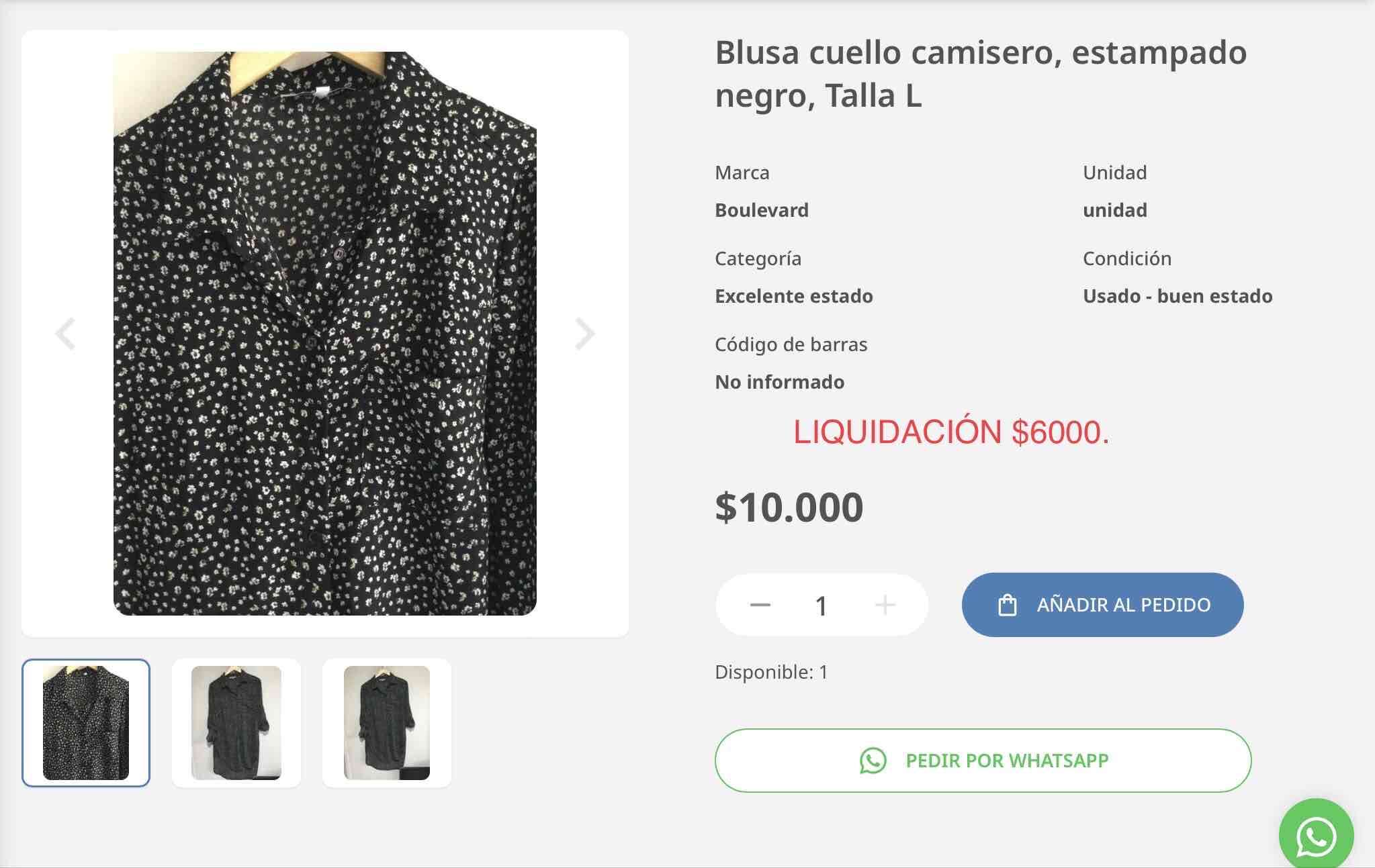 Blusa camisera estampada negra