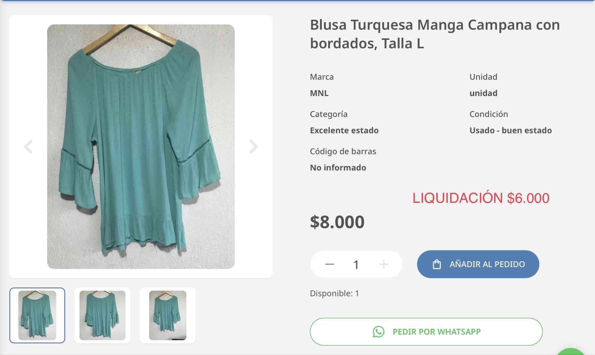 Blusa turquesa manga campana