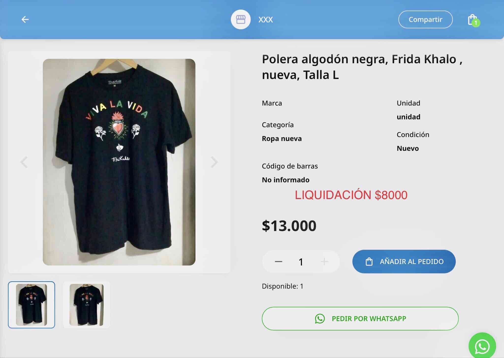 Polera negra Frida Kahlo nueva
