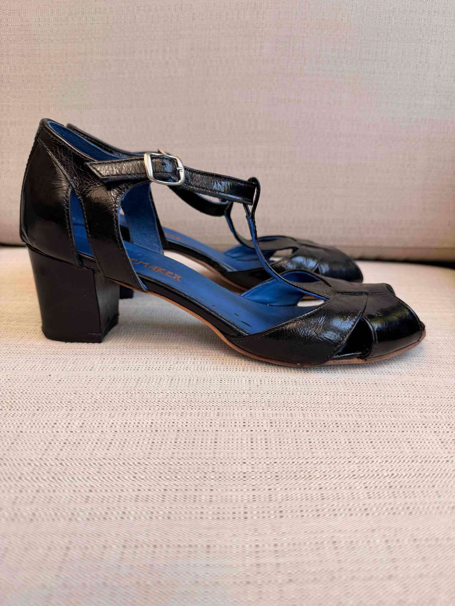 Zapatos de taco charol cuero 38 - miniatura 2