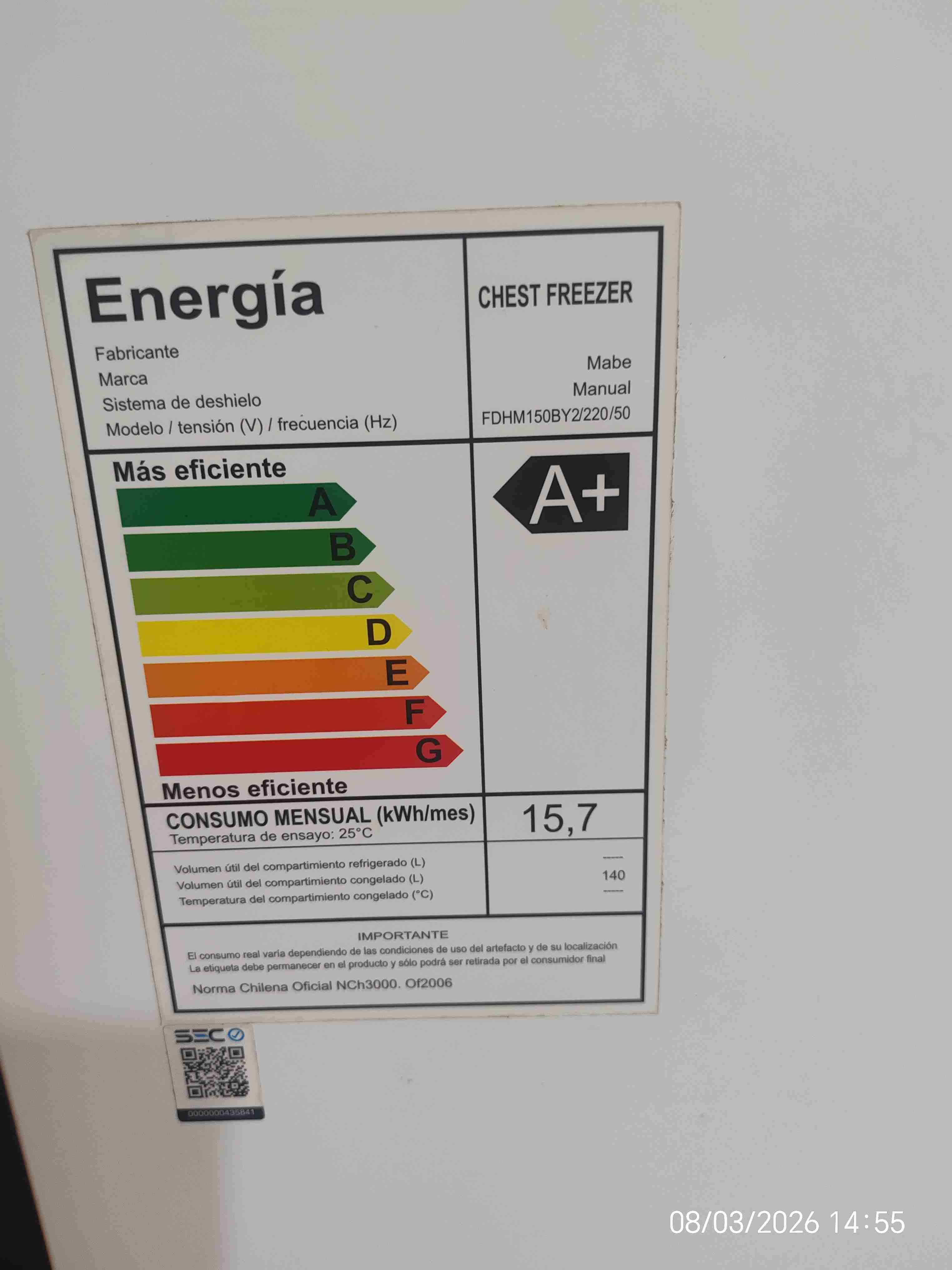 Congelador Mabe blanco A+ - miniatura 5