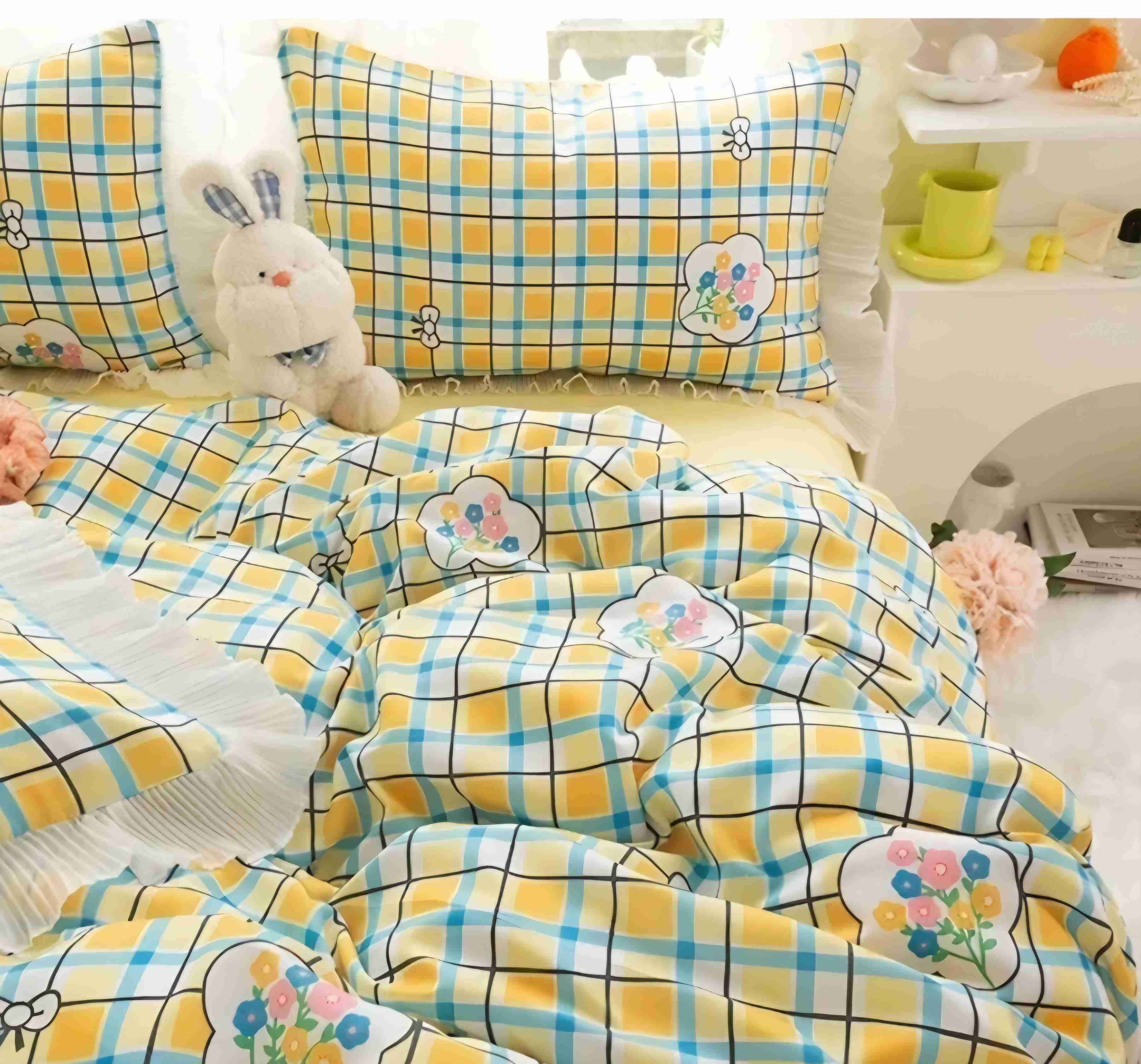 Set funda plumón cuadros multicolor PLAZA 1,5 - miniatura 2