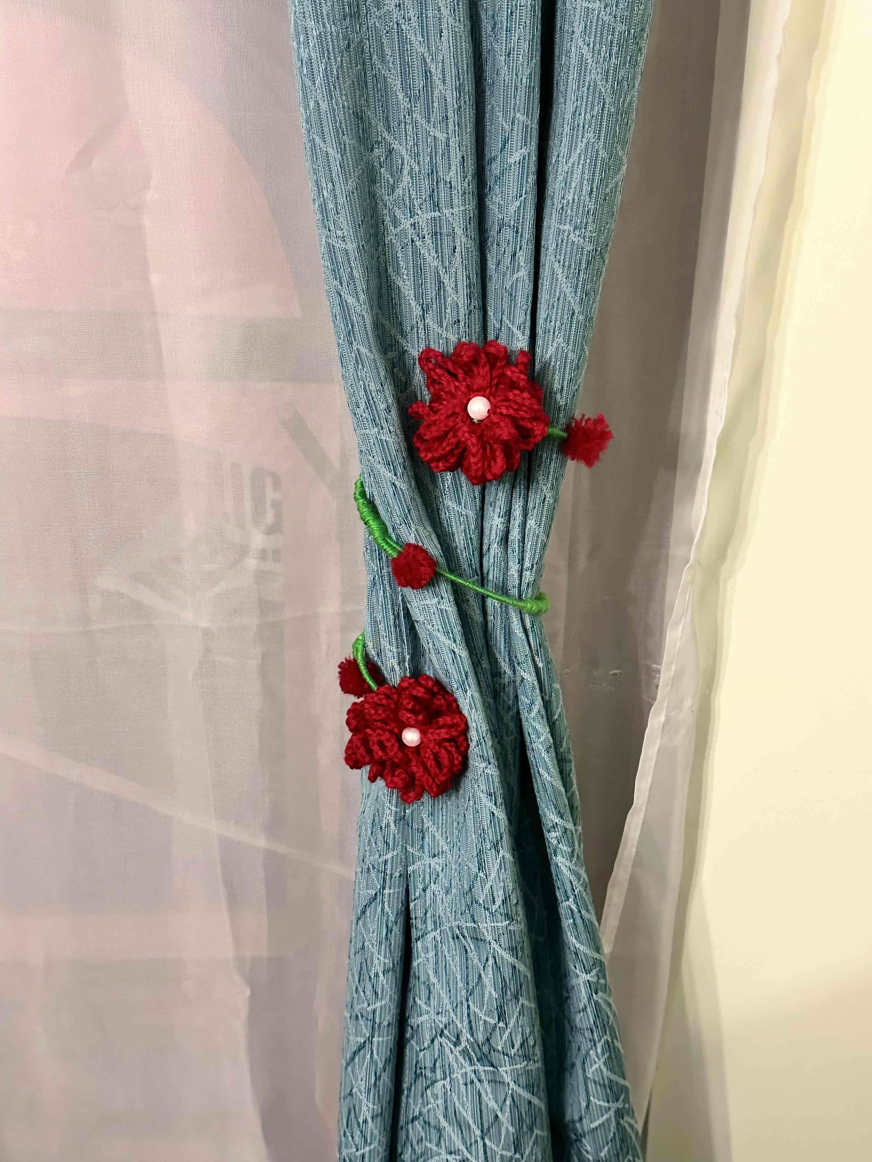 2 Sujetador de cortinas con flores decorativas