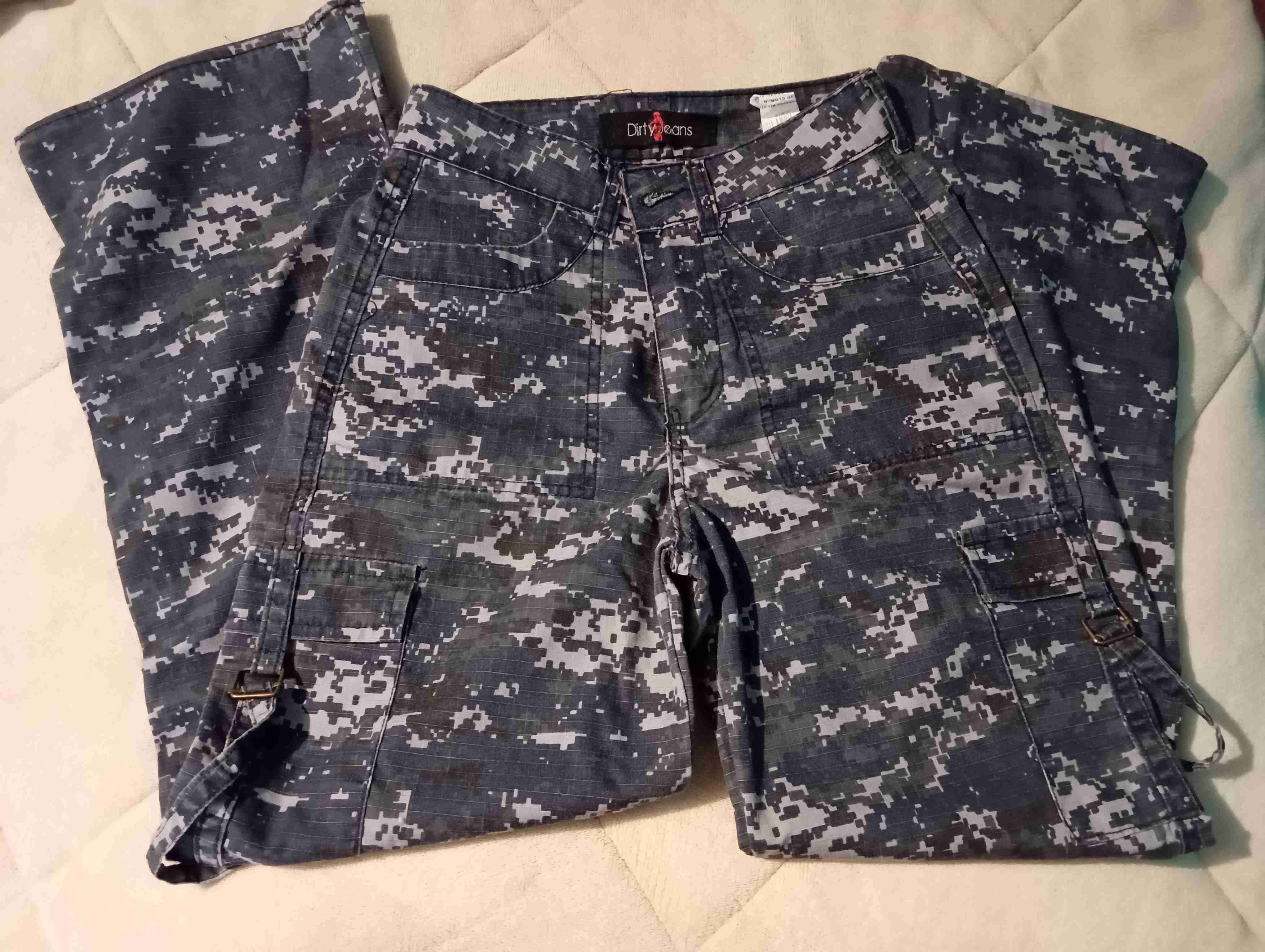 Jeans cargo azul mujer camuflaje