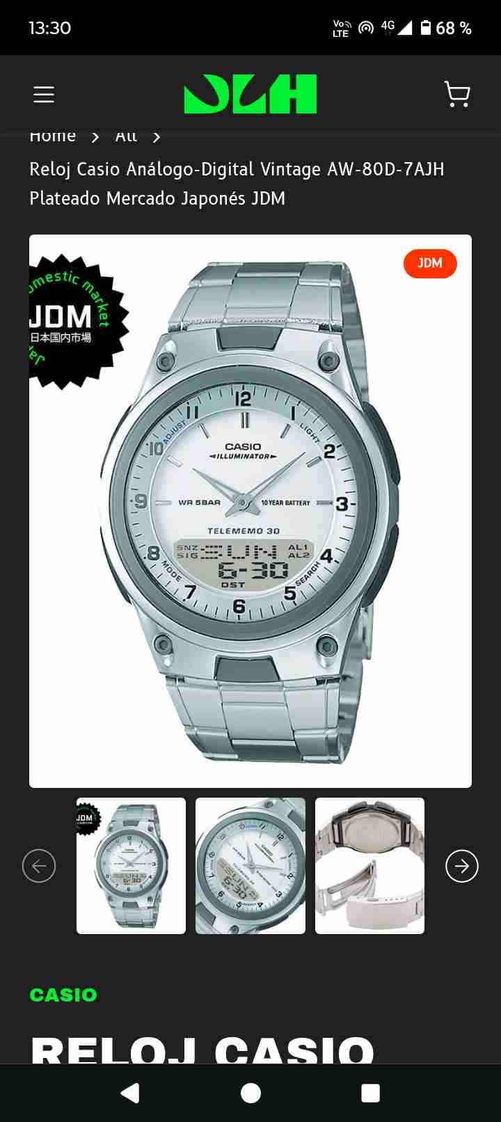 Reloj Casio Análogo-Digital Plateado