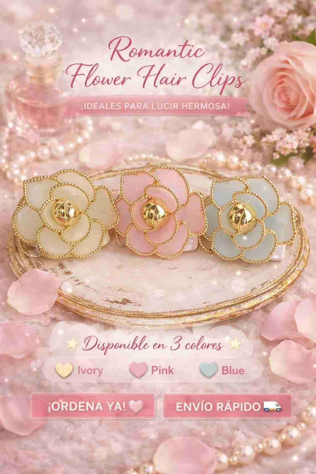 Pinzas de cabello flor romántica